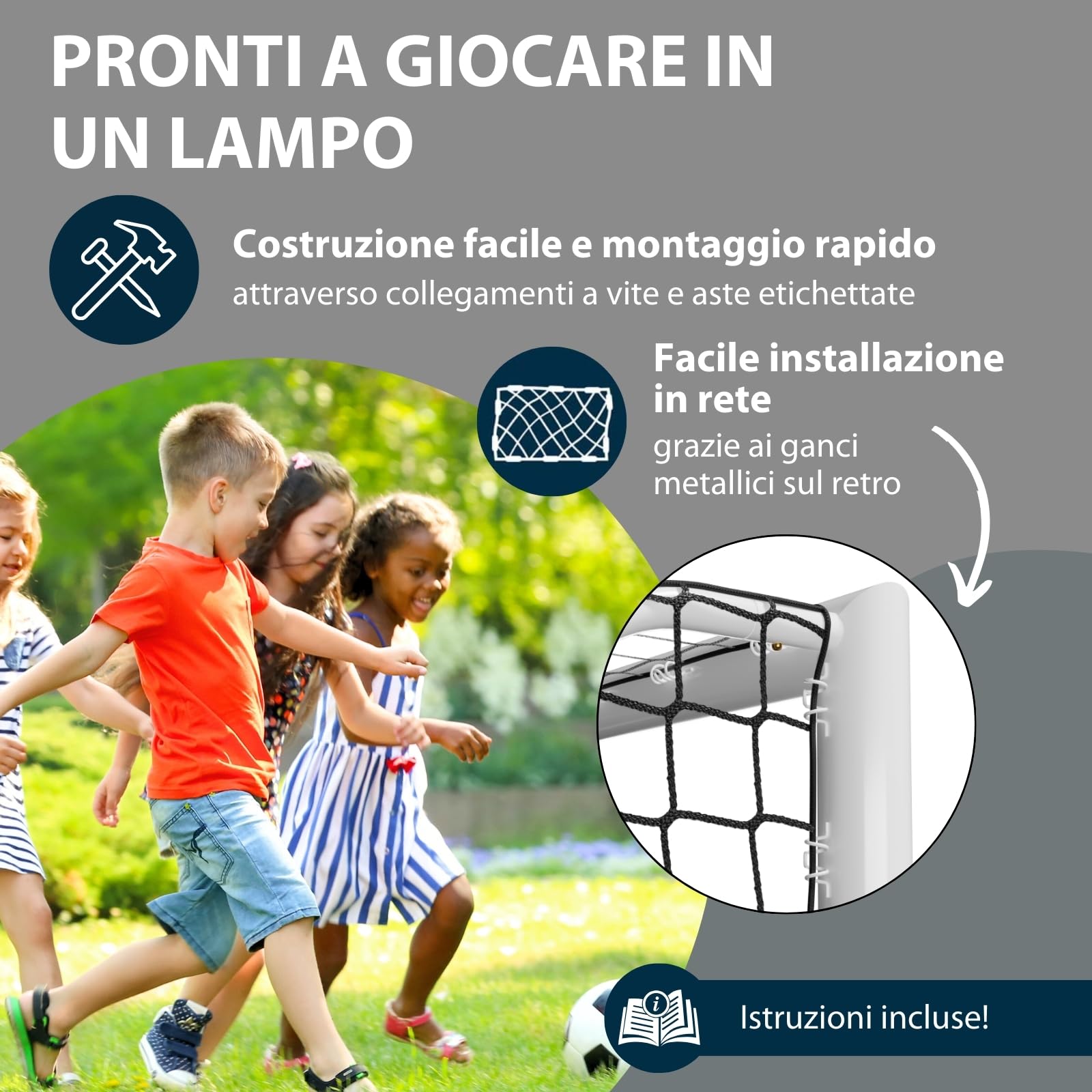HUDORA Porta da calcio Advanced 300 - Porta da calcio per bambini/ragazzi e adulti - Porta da giardino - Porta da resistente alle intemperie e stabile con rete a maglia stretta