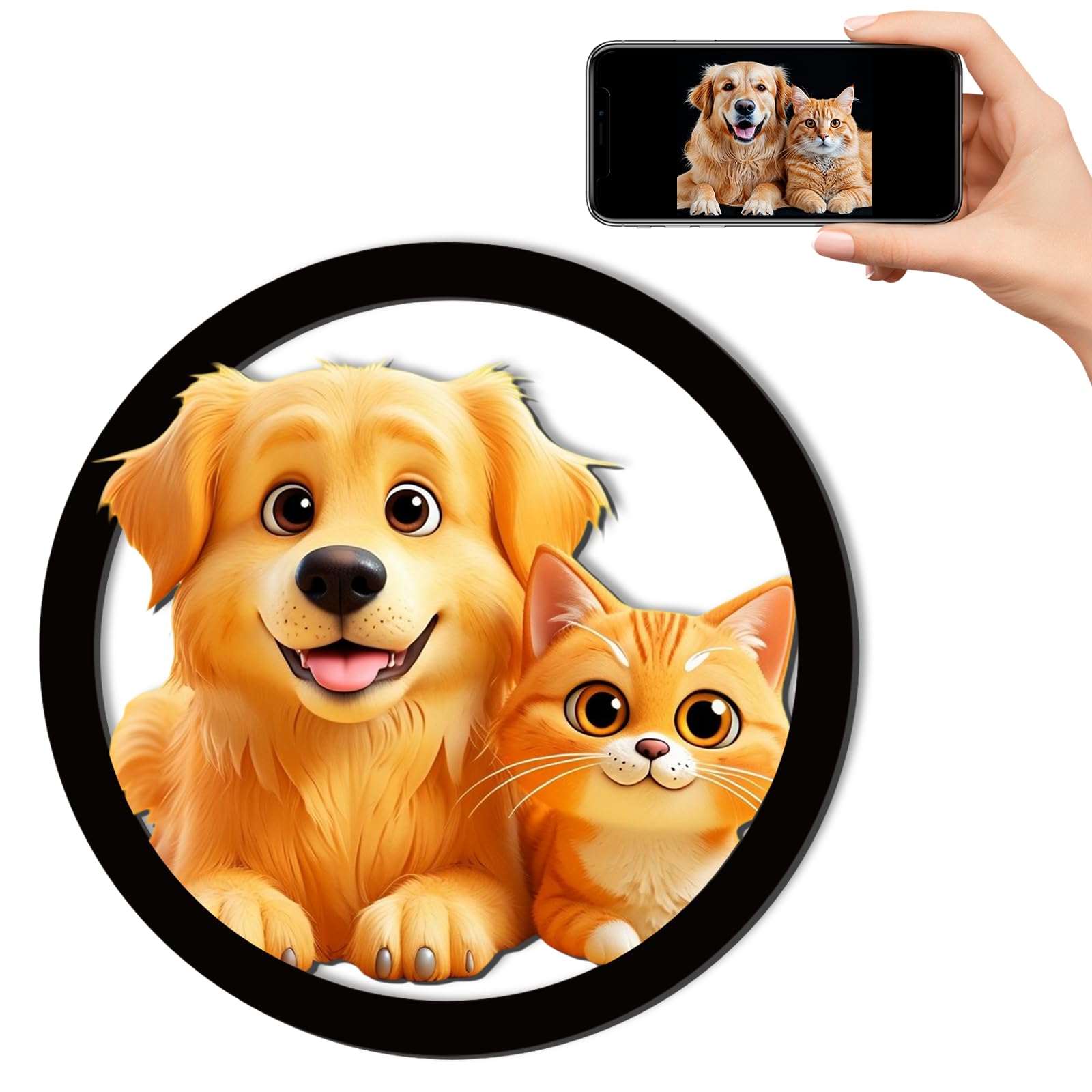 JeathFea Personalized Cartoon Style 3D Photo Frame with Pet's Picture, Custom Pet Cartoon Picture Frame, Ideal Gift for Birthday Mother's Day