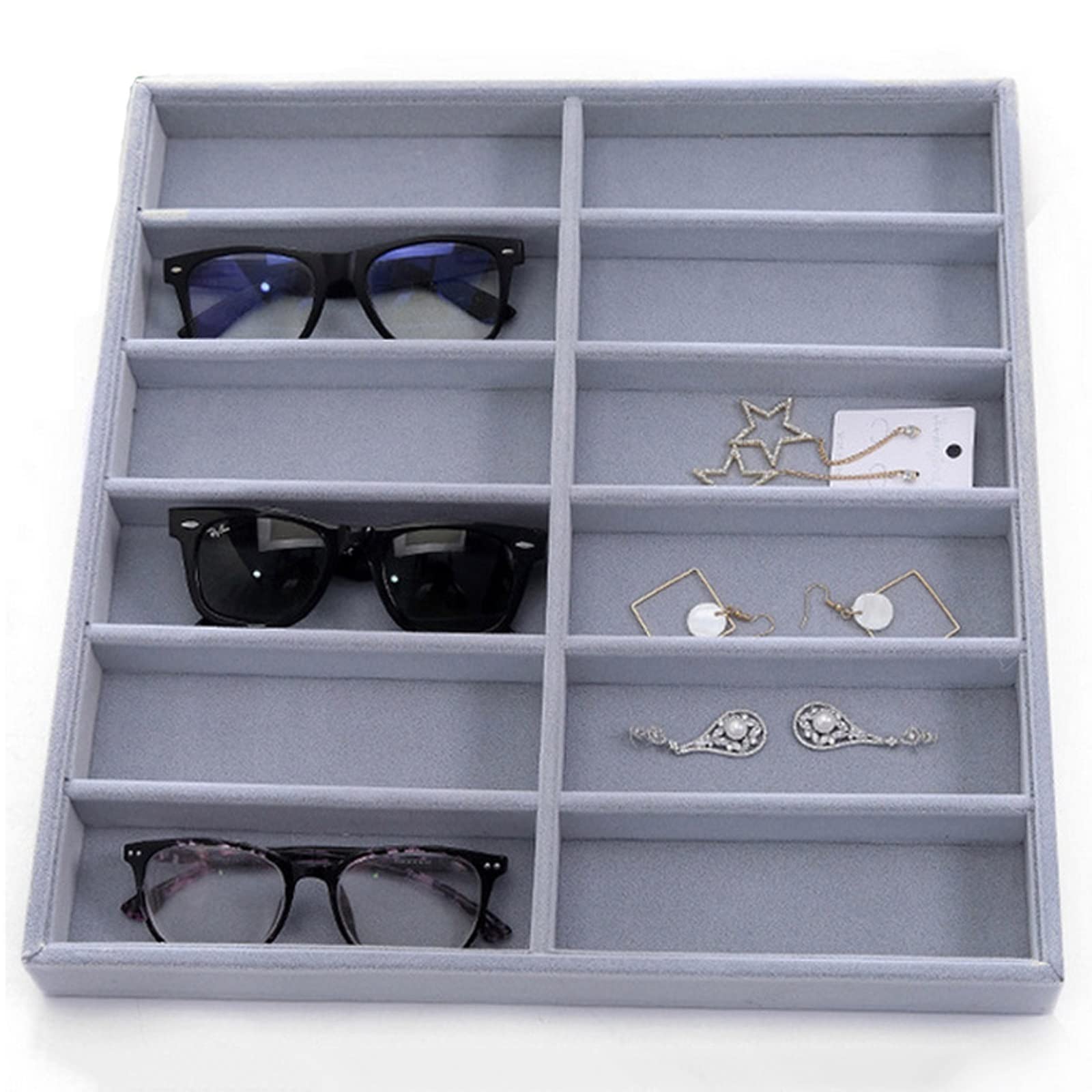 UNNS Soporte para Anteojos Gris 12 cuadrícula Gafas de Sol de Pantalla Caja de exhibición Gafas de exhibición Soporte Soporte Props Joyas Caja de Almacenamiento Caja de Moda Exhibición de Gafas