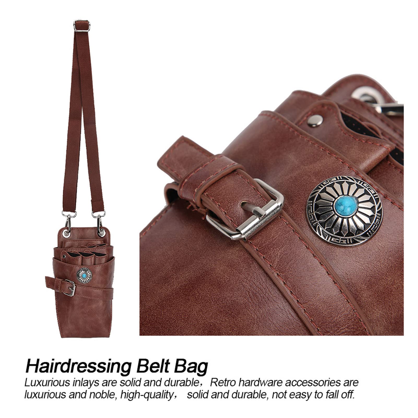 Scherenbeutel Holster, Retro-Leder-Friseurbeutel-Beutelhalter, Scherenkamm-Hüfttasche mit abnehmbarem Gürtel/Clip, für Scheren-Clipper-Rollenkamm-Clip/Barbershop-Friseursalon