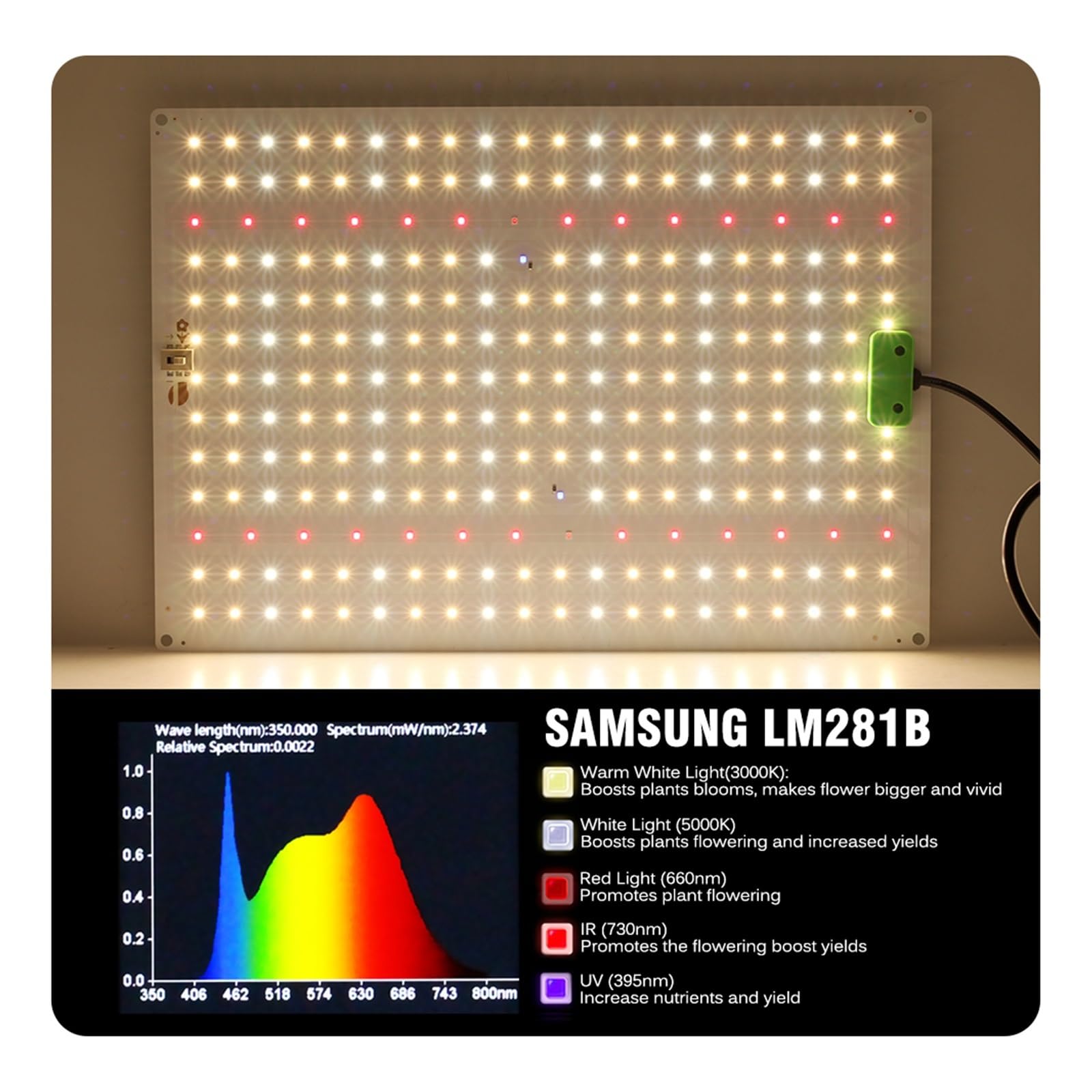 Lampada per Piante, Spettro completo LED Coltiva La Luce LM281B Diodo LED Sunlike Coltiva La Lampada for La Serra Idroponica Crescita Delle Piante Illuminazione(QBX850Pro)