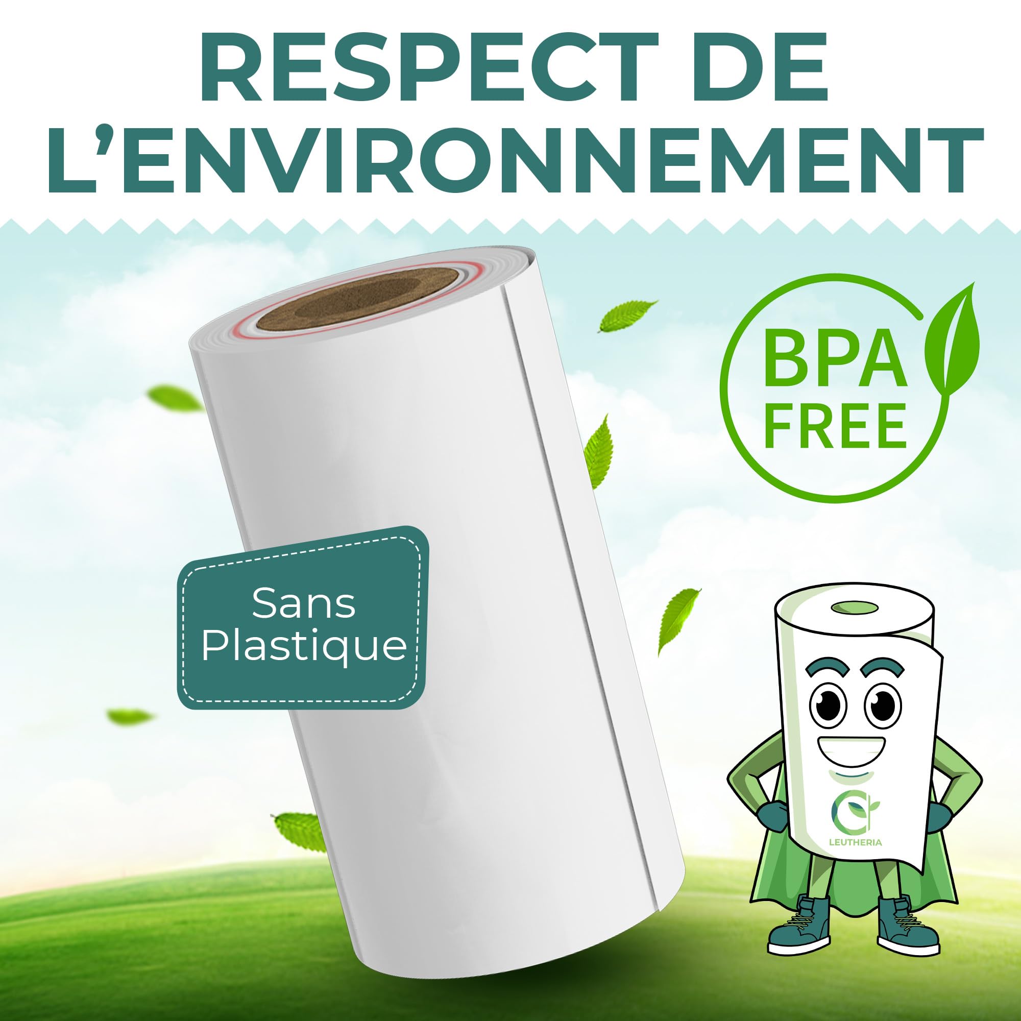Bobines papier thermique 57x30x12mm sans BPA pour carte bleue ticket de caisse rouleaux CB