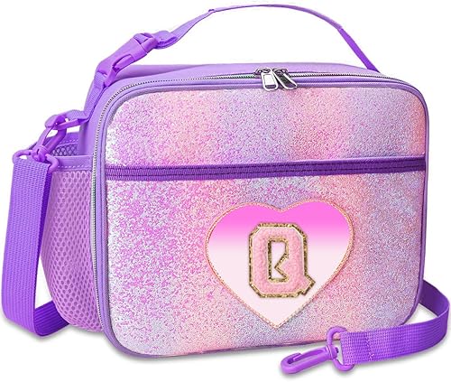 Miniatura 27 de RHCPFOVR Lonchera con inicial para niños, lonchera aislada para niños y niñas, lonchera lavable y lonchera reutilizable a prueba de fugas para la