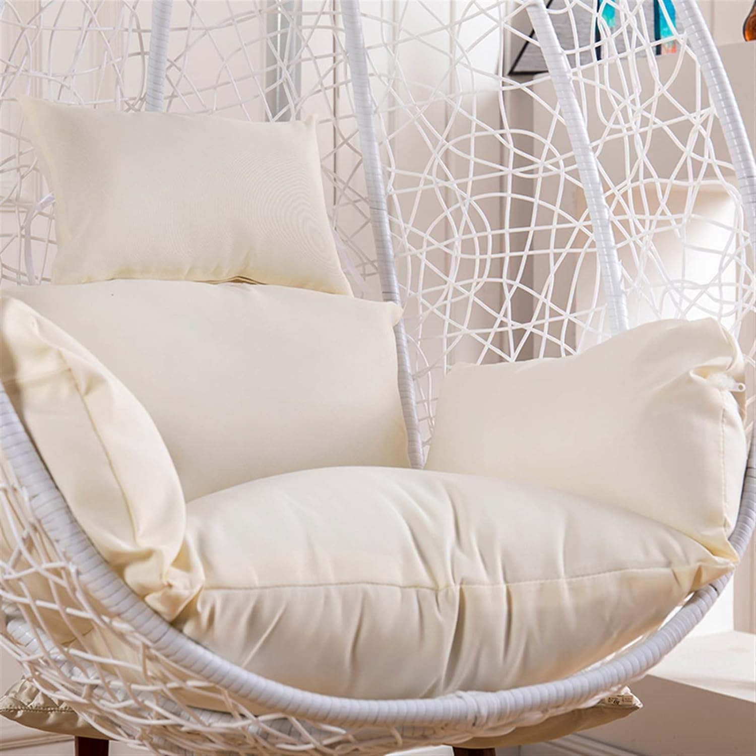 Earnmore Hanging Egg Chair Cushion Cover - Waterproof Outdoor Single Seat Swing Egg Chair Cushion Cover with Zipper (Only Cover)