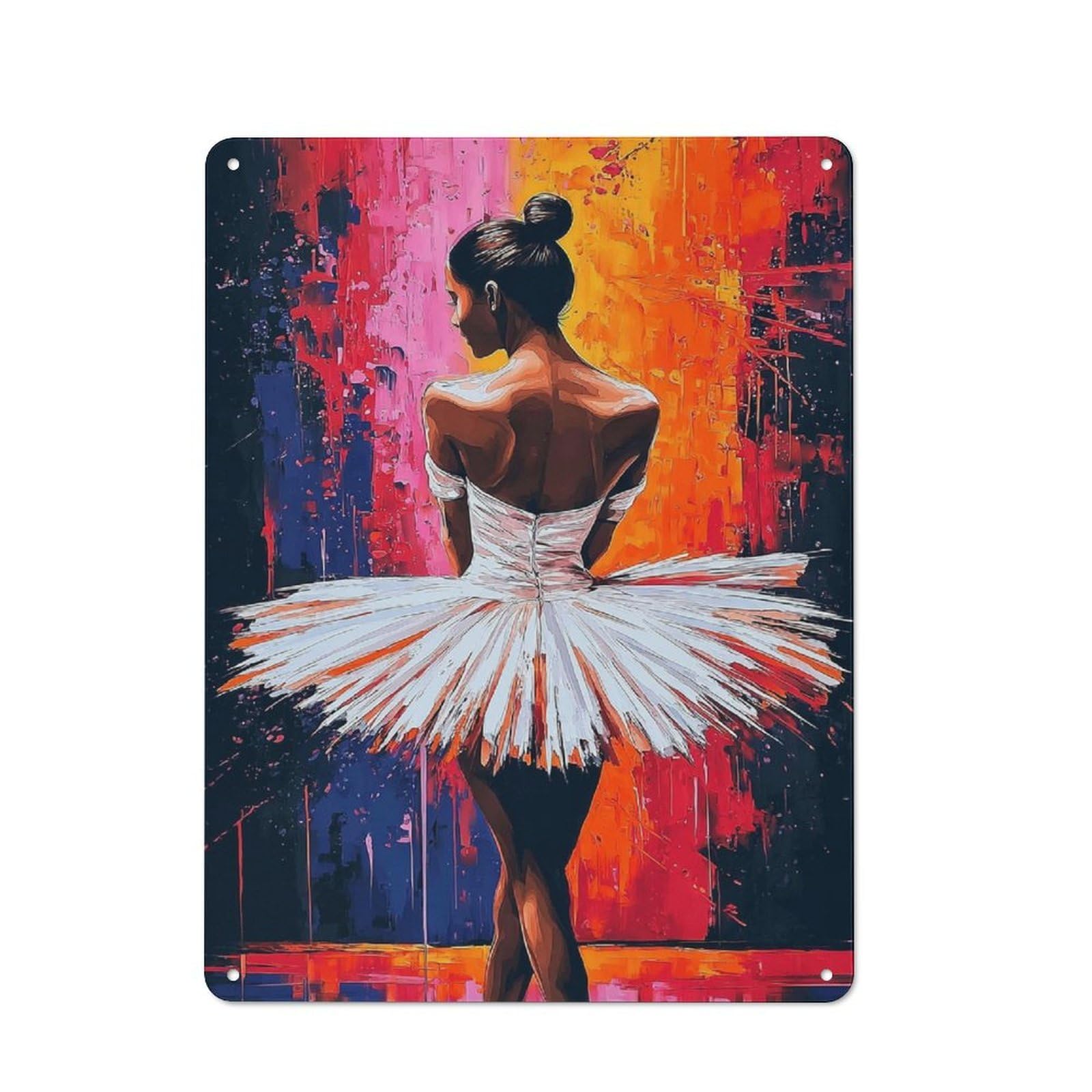 Junmoney Ballerina In White Tutu Vintage Tin Sign 40X30cm, Rustic Bistro Wall Plaque For Kitchen, Cafe, Pantry Or Dining Room