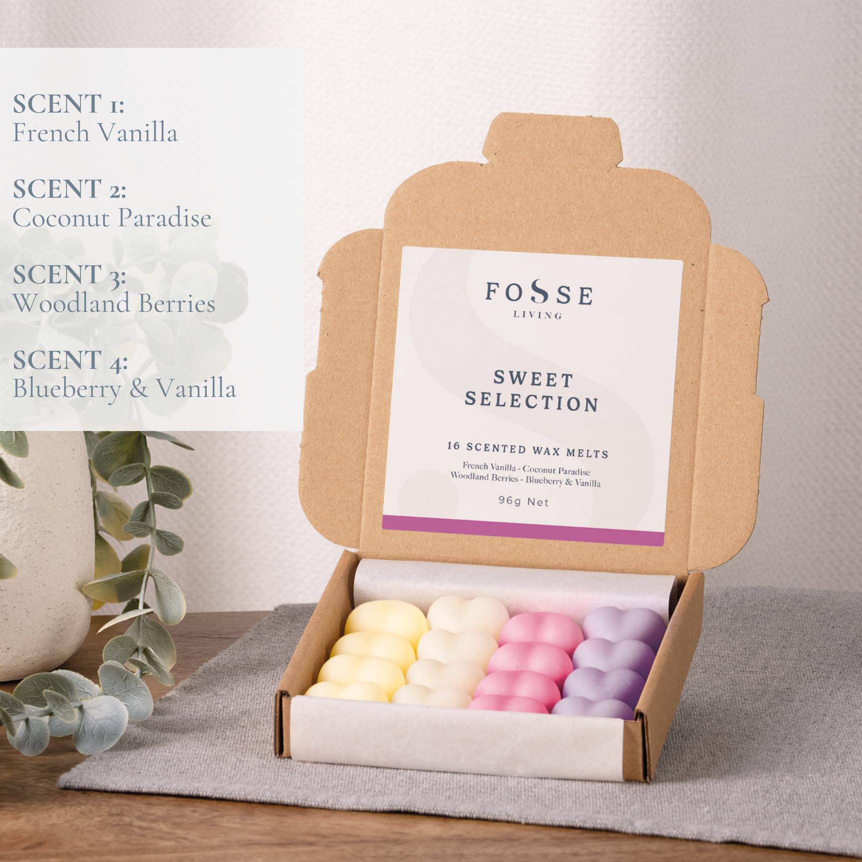 Sweet Selection Soy Wax Melts 16 Pack, Yellow, White, Pink, Purple - Image 4