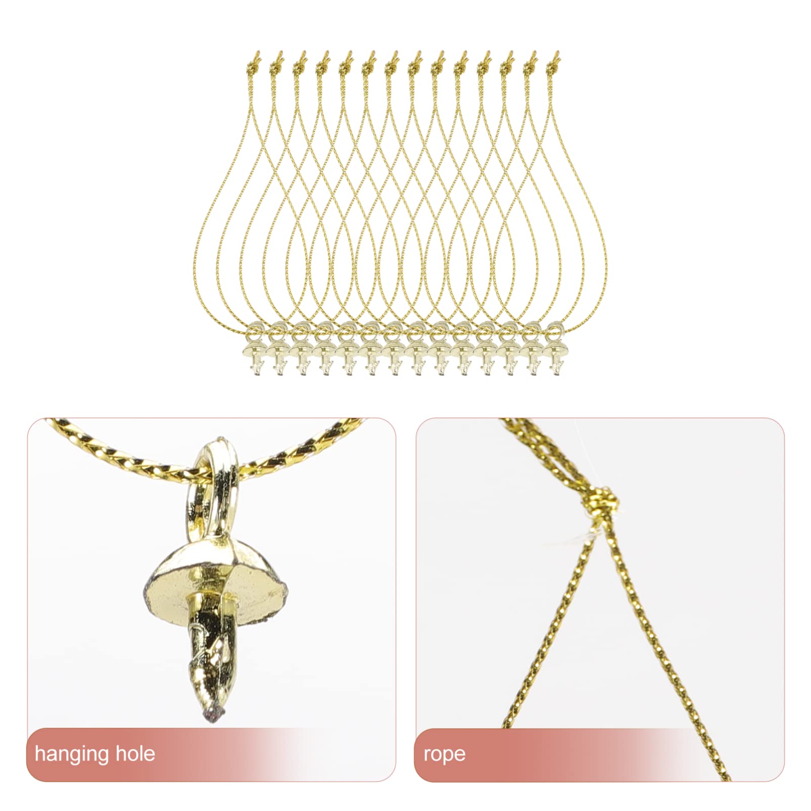 ABOOFAN Christmas Ornament Fasteners 100pcs, Gold Plastic Christmas Ornament Hangers for Christmas Tree Decorations, DIY End Caps