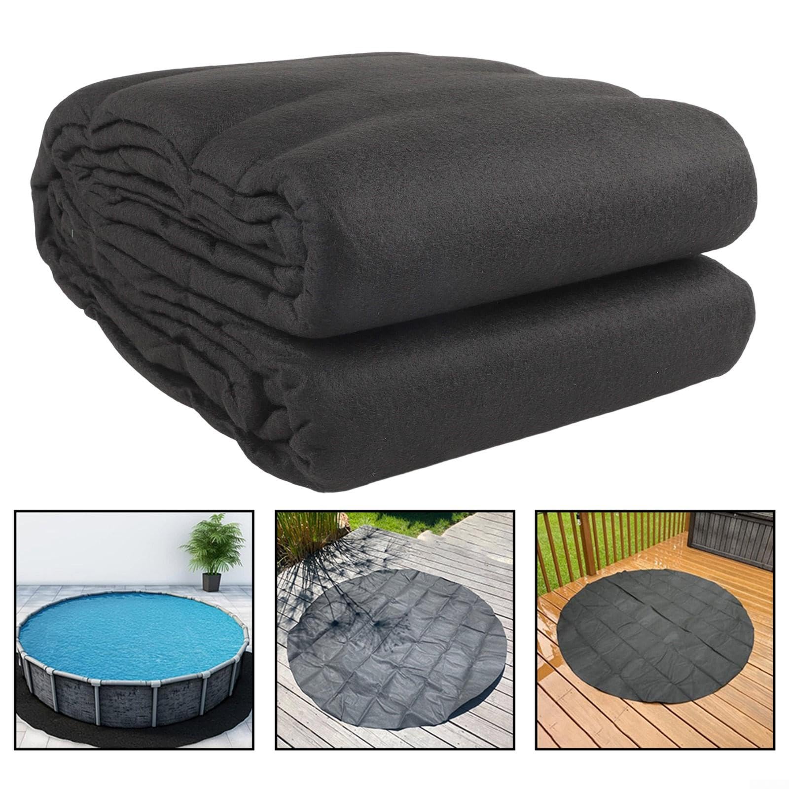 Tapis de Protection 12 FT pour Piscine Hors pour sol - Coussinet en Tissu Non Tissé, Installation pour facile, Résistant aux UV et à l'Usure pour Fond de Piscine Ronde