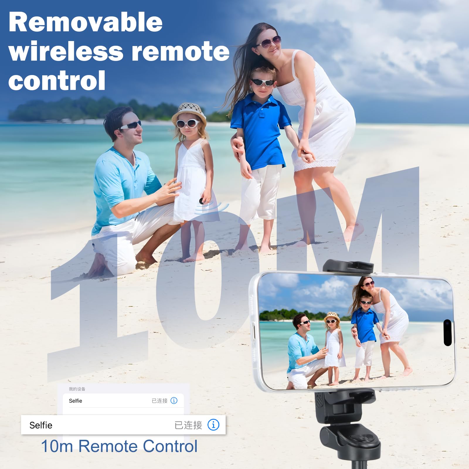 Mini Bastone Selfie Stick, Bluetooth treppiede per smartphone con telecomando staccabile, Ruotabile a 360° Treppiede Estensibile Con 2 luci di riempimento per iPhone Samsung e Android smartphone