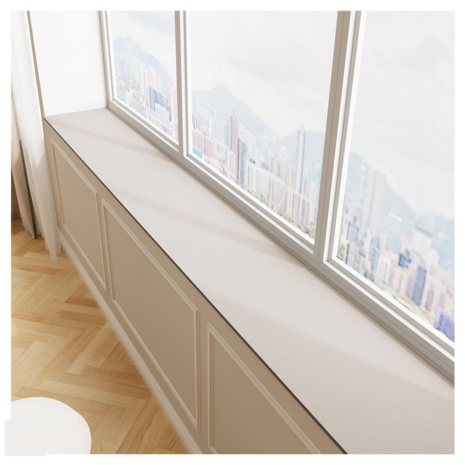 BNZCZY Solid Color Bay Window Mat,Narrow Windowsill Pad,Four Seasons,Bedroom Balcony Protection Mat,bay Window Décor Pads,Easy Care,Cuttable(Size:20 * 63in,Color:Snowflake White)