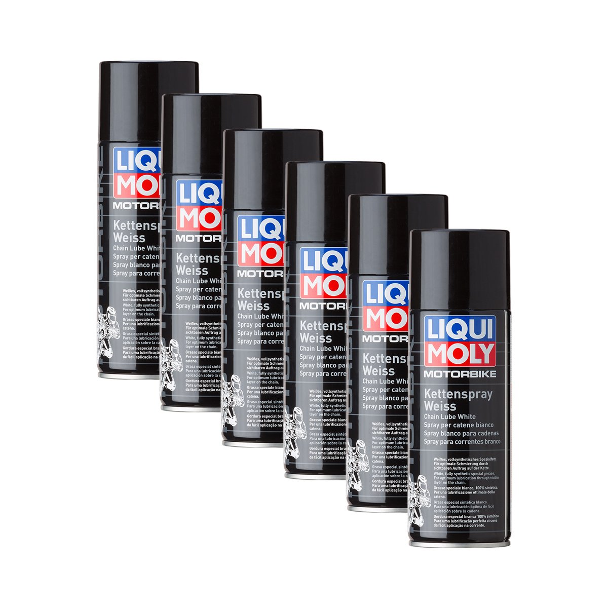 6 x Liqui Moly 1591 Motor Bike Cadena Spray Color Blanco Lubricación 400 ml