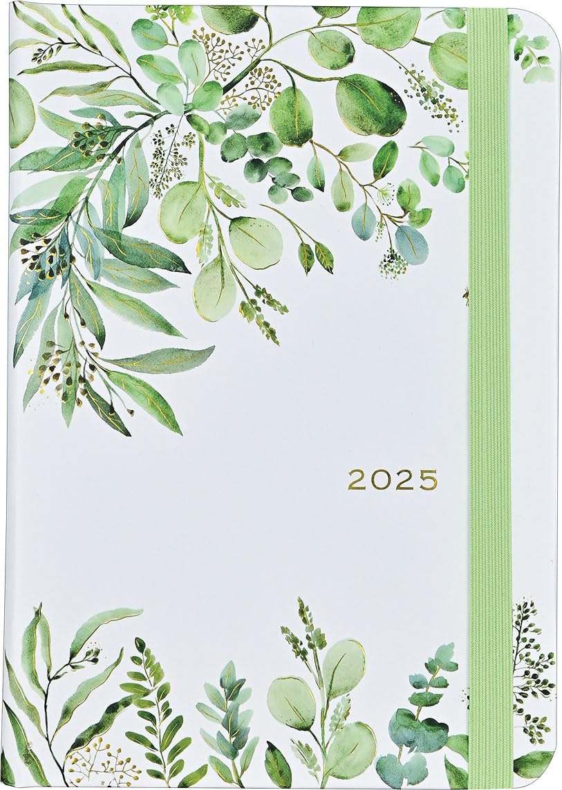 2025 Eucalyptus Weekly Planner (16 months, Sept 2024 to Dec 2025), White or Cream