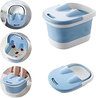 Foot Soaking Bath Tub Basin Tools Foot Spa Foldable Footbath Tub Plastic/Rubber Foldable Bucket Large Foot Soaking Tub bucket Foldable Foot Bath Tray (Blue)