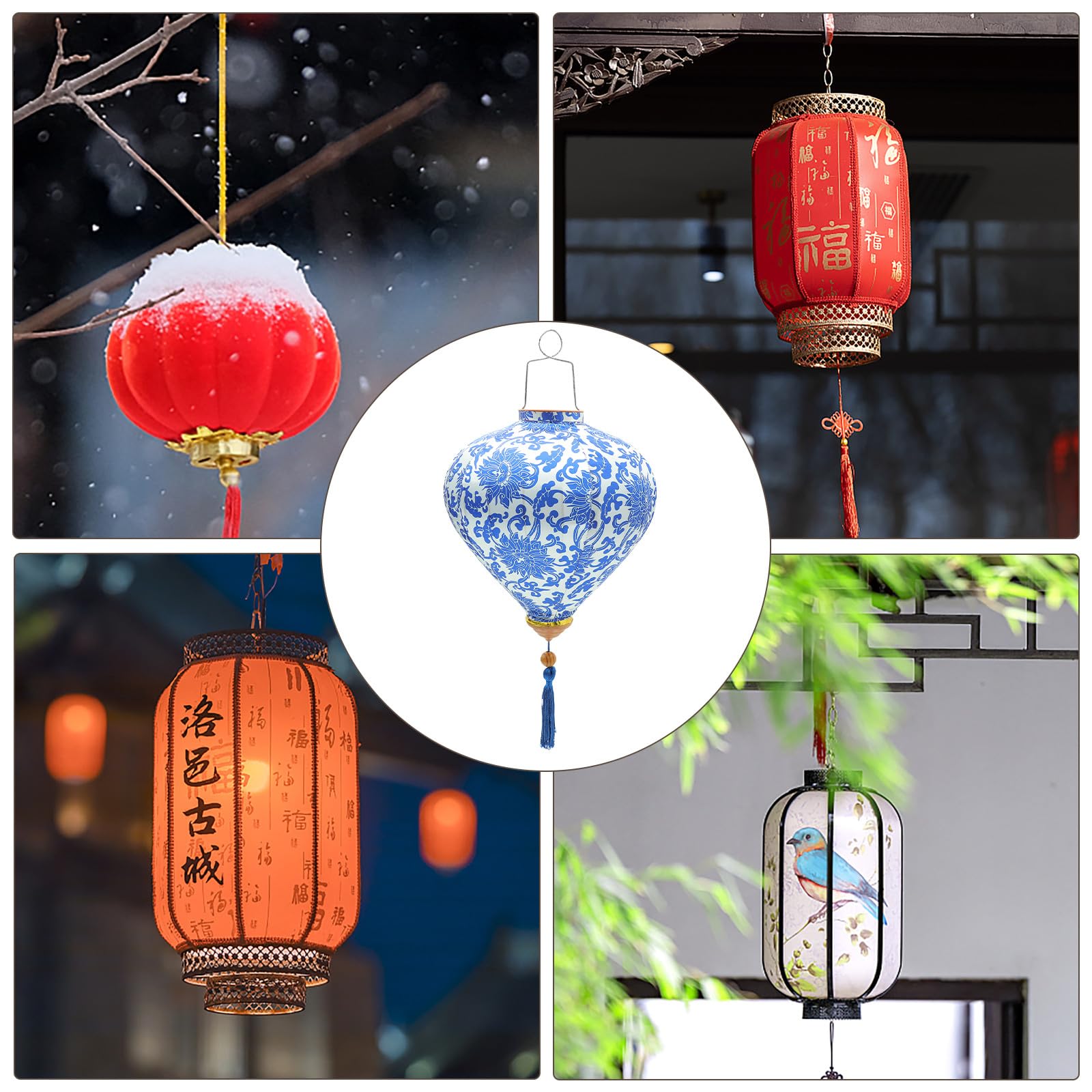 Lanterna Cinese Decorativa da Appendere in Seta 1 Pezzo | Decorazione per Feste e Party, Leggera e Durevole, Ornamento Sospeso per Allestimenti e Celebrazioni
