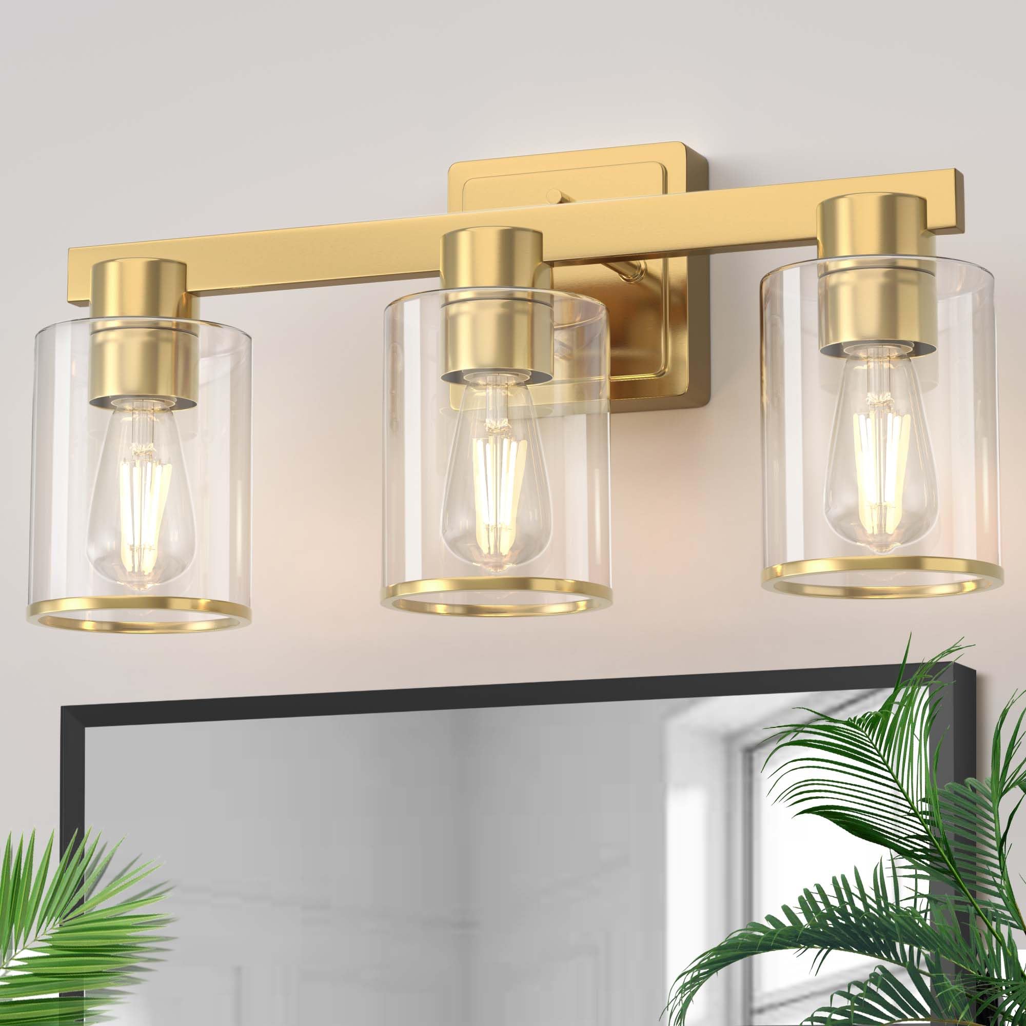 L LOHAS LED 3-Light Bathroom Vanity Light Over Mirror, Gold
