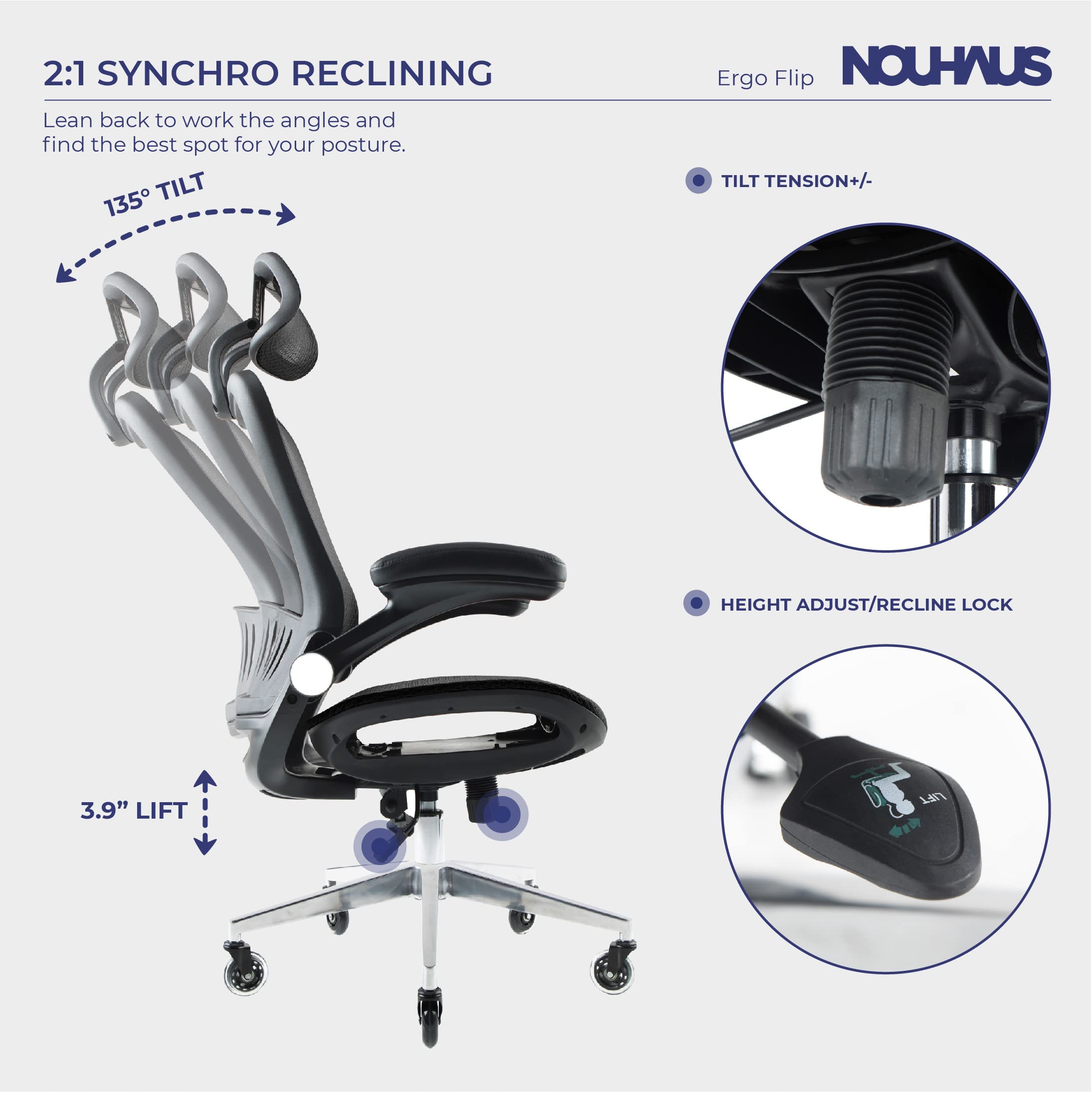 nouhaus ergoflip mesh computer chair