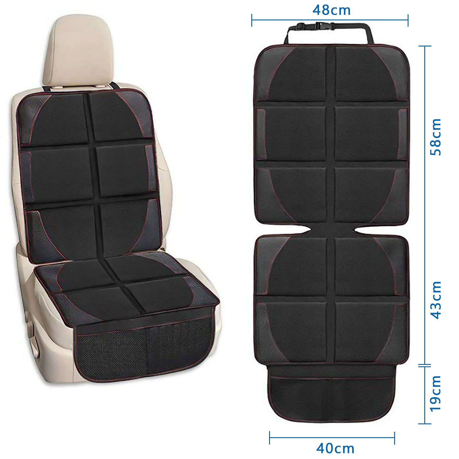 Frasheng 2Piezas Protector Asiento Coche,Protectores de Asiento para Coche Impermeable,Protector Seguro para Asiento Infantil,Protector Coches Asientos,Tamaño Universal con Organizador Bolsillos,Negro