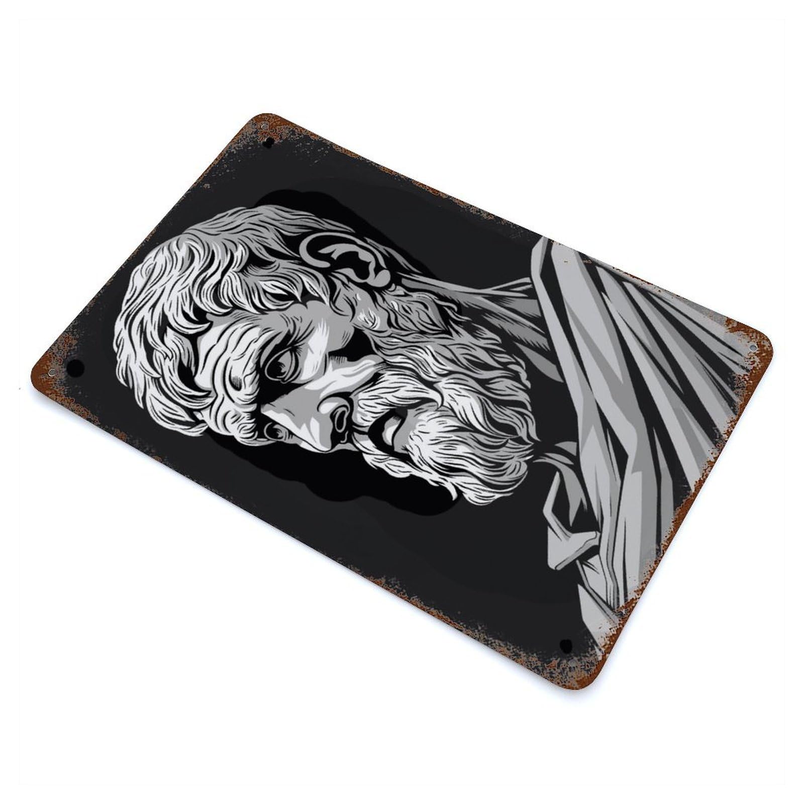 Vintage Rust Metal Sign Epictetus Philosopher 11.8"x7.9", Shabby Chic Decor for Cafe, Home Bar And Lounge Decor