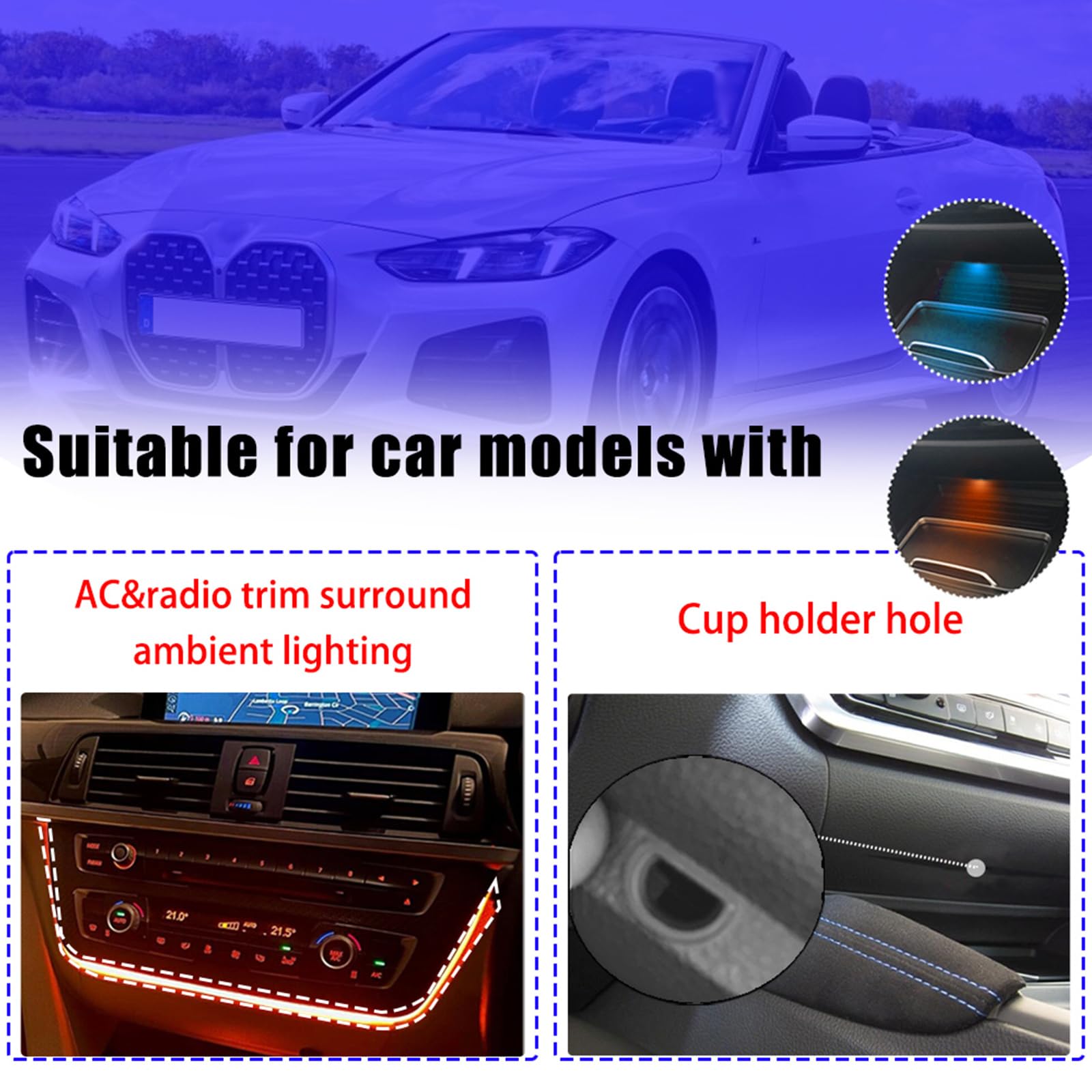 Luce ambientale a LED per auto per BMW serie 3/4 3GT F30 F31 F32 F34 controllo App 256 colore Symphony lampada decorativa accessorio RGB Ref  34