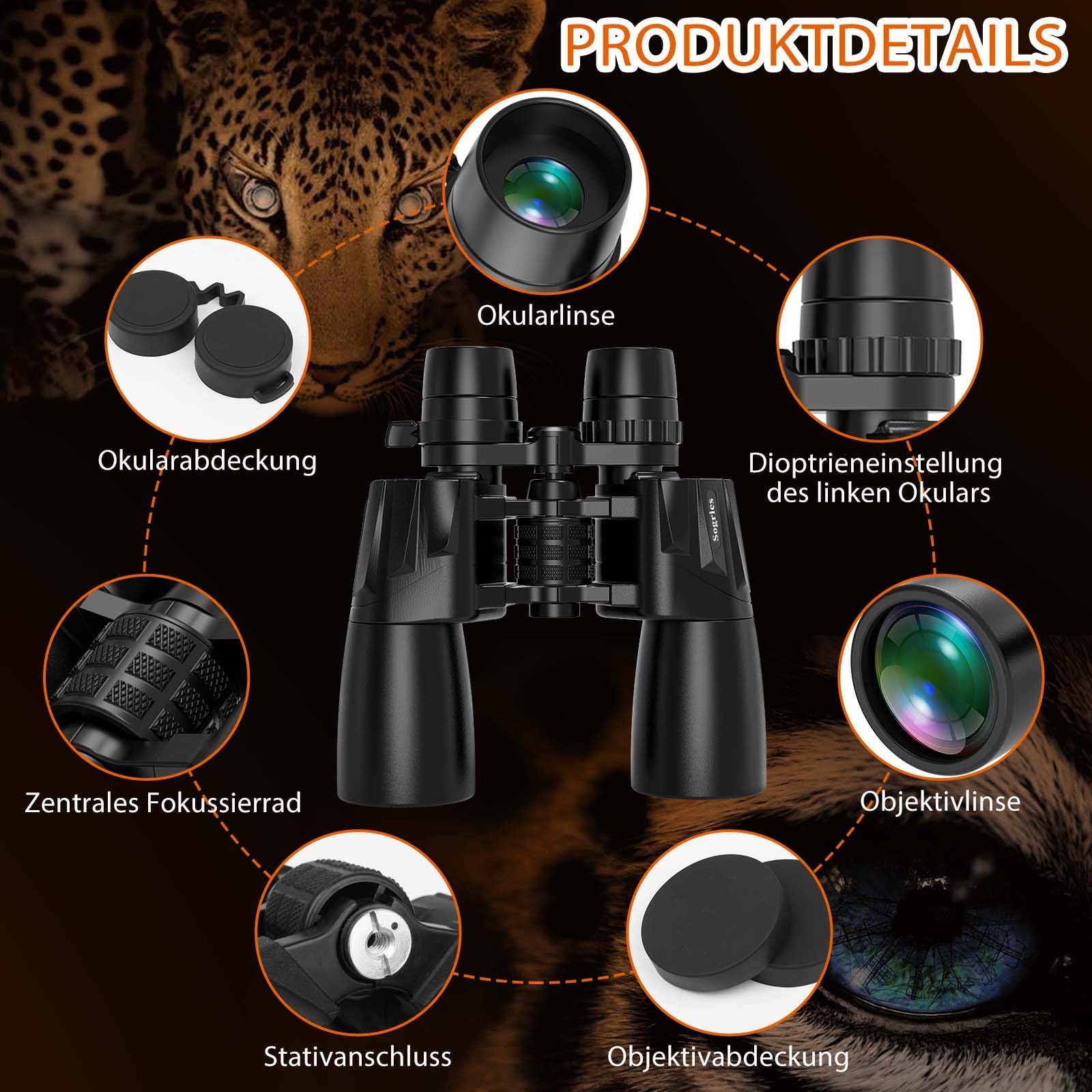 10–30x50 Zoom Fernglas für Erwachsene, HD Fernglas für Vogelbeobachtung | Reisen, Jagd, Konzerte mit großer Sicht, BAK4, FMC-Objektiv, klare Sicht bei schlechten