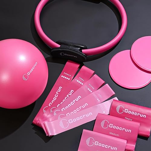 Miniatura 2 de Pilates Ring Set Exercise Equipment, with Exercise Resistance Bands Set, Pilates Ball, Sliding Disks. Portable Home Gym - with Fitness Guide Poster