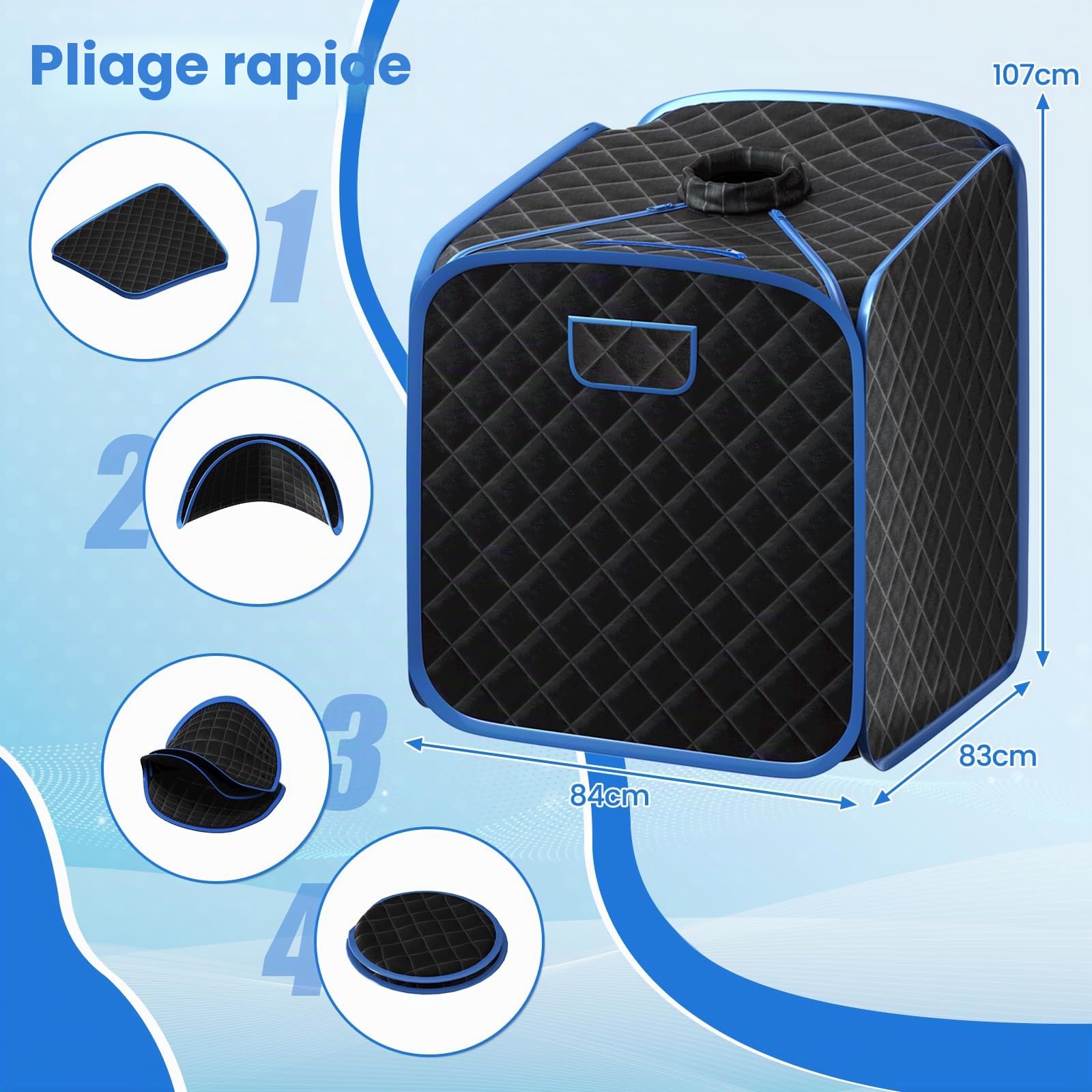 GOPLUS Sauna Pliable 2L 1000W, Sauna à Vapeur Portable à Domicile avec Chaise Pliante, 9 Niveaux de Température Ajustables, Tente de Spa pour Amincissement, Détoxification (Noir)