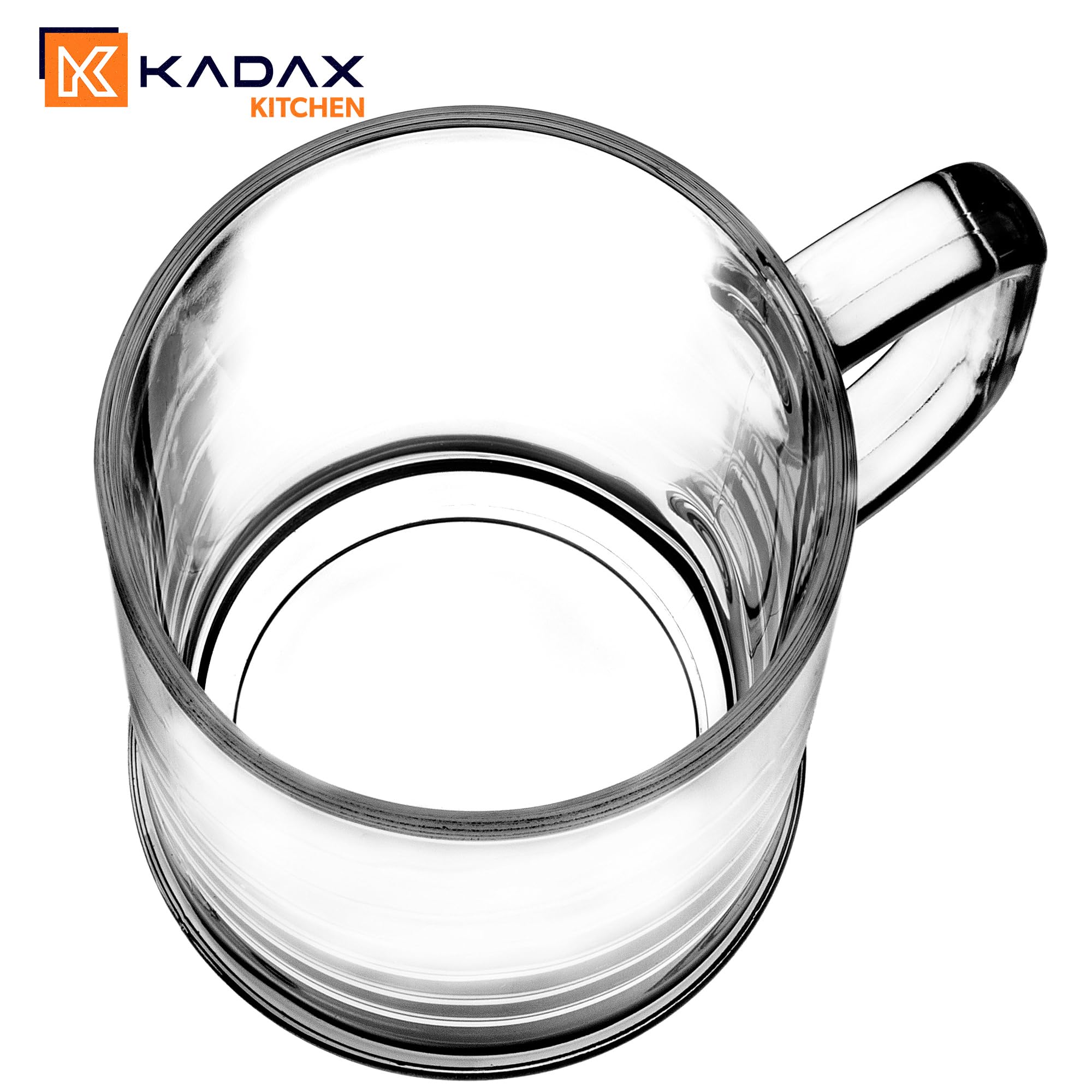KADAX Bierkrüge 0,4 Liter, 2er Set, Biergläser mit Henkel, großer Bierkrug aus dickwandigem Glas, Bierglas im klassischen Design, Glaskrug für Bier