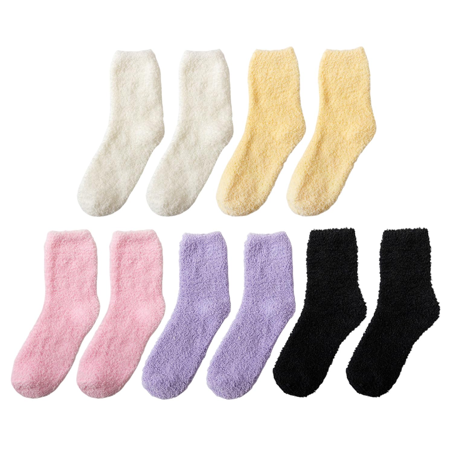 OODJVN 5 Pairs Of Coral Fleece Sleeping Socks, Warm Sleeping Socks In Winter, Elastic And Comfortable Tube, Ladies Home Plush Socks.