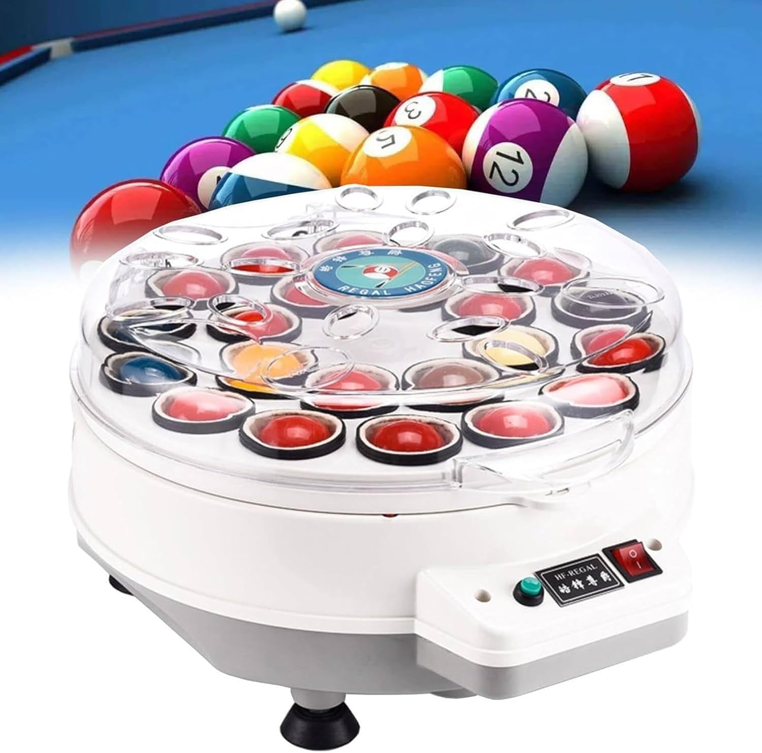 LHUITUI Billiard Polishing Machine, Electric Pool Ball Polisher, Billiards Ball Polishing Washing Machine, 180W Motor, One Button Start Stop, Wool Loops, For Billiard Sets Snooker Sets 22balls