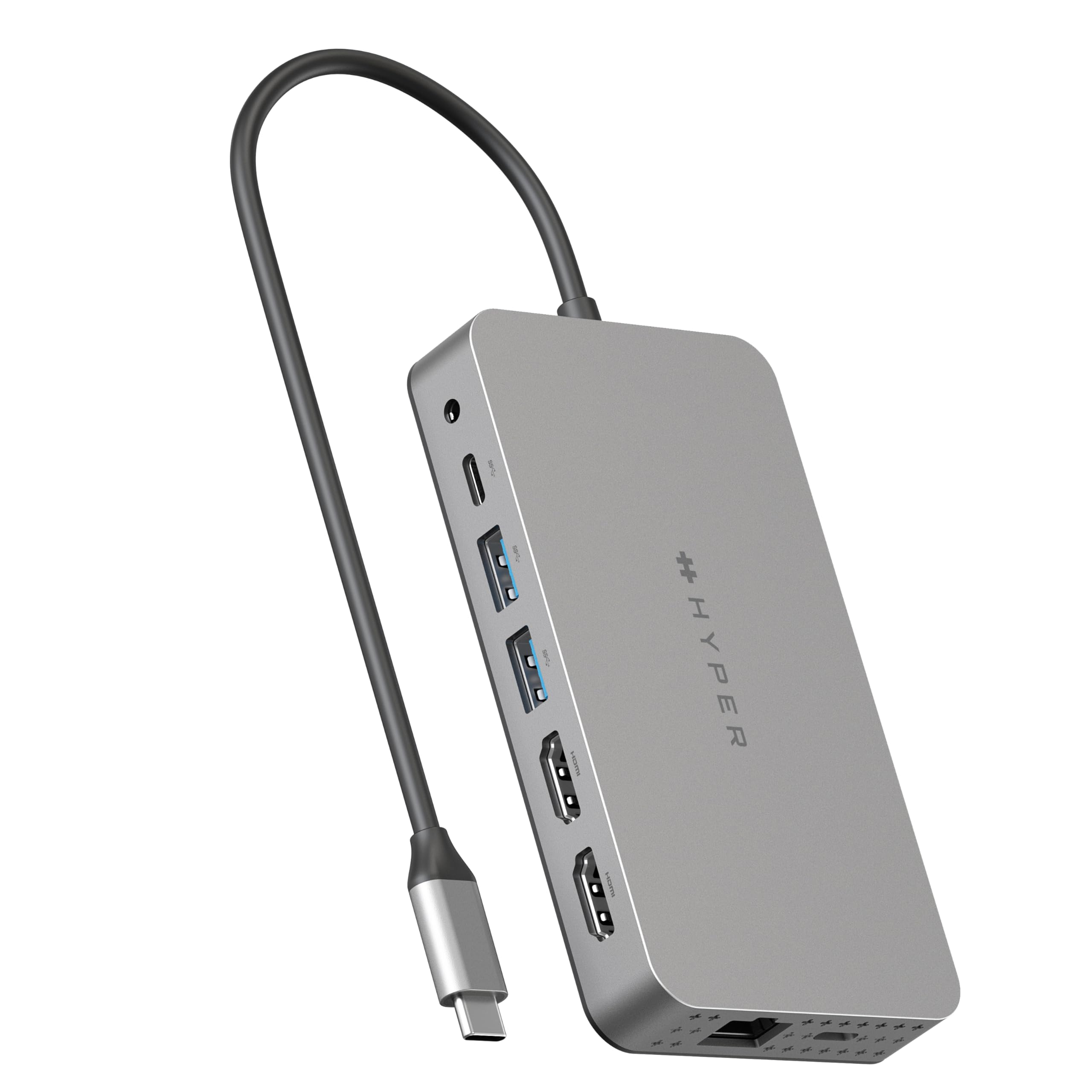 Hyper HDM1H-GL Hub USB-C HyperDrive Dual 4K HDMI 10 en 1 para MacBooks M1/M2 con 10 Puertos Esenciales - Plata