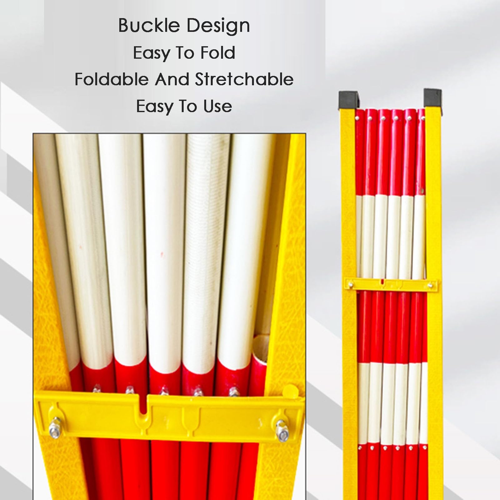 Valla de Seguridad Industrial Extensible para Exteriores, Barrera de Control de tráfico Plegable y Ajustable para almacenes, construcción de Carreteras y entradas de Obra, 16.4 pie
