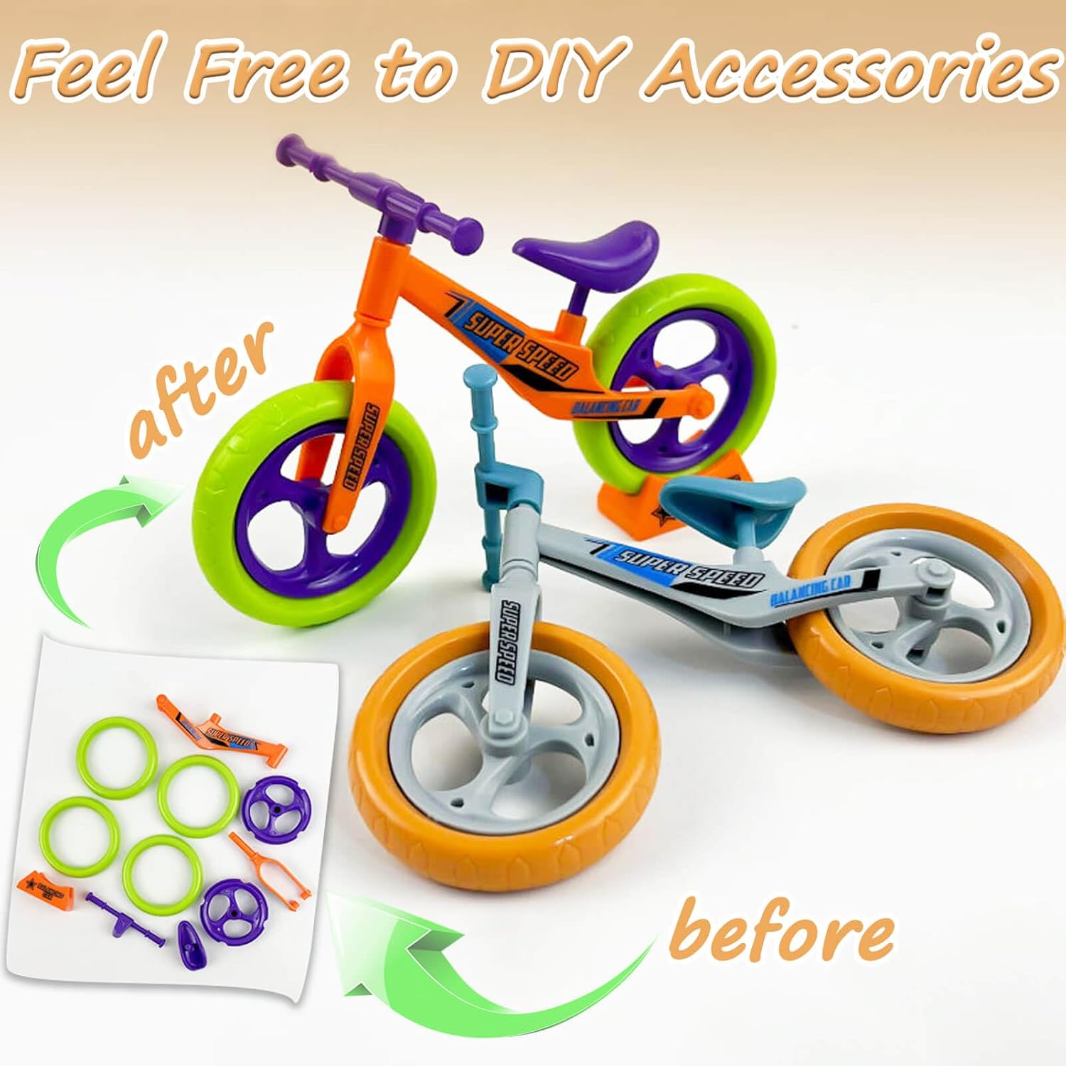 24Pcs Party Favors for Kids Birthday, DIY Balance Bike Mini Toys, Bulk Fidgets GIFS for Kids Goodie Bag Stuffers, Small Return Gifts, Pinata Stuffers, Little Toys Classroom Rewards, Game Prizes