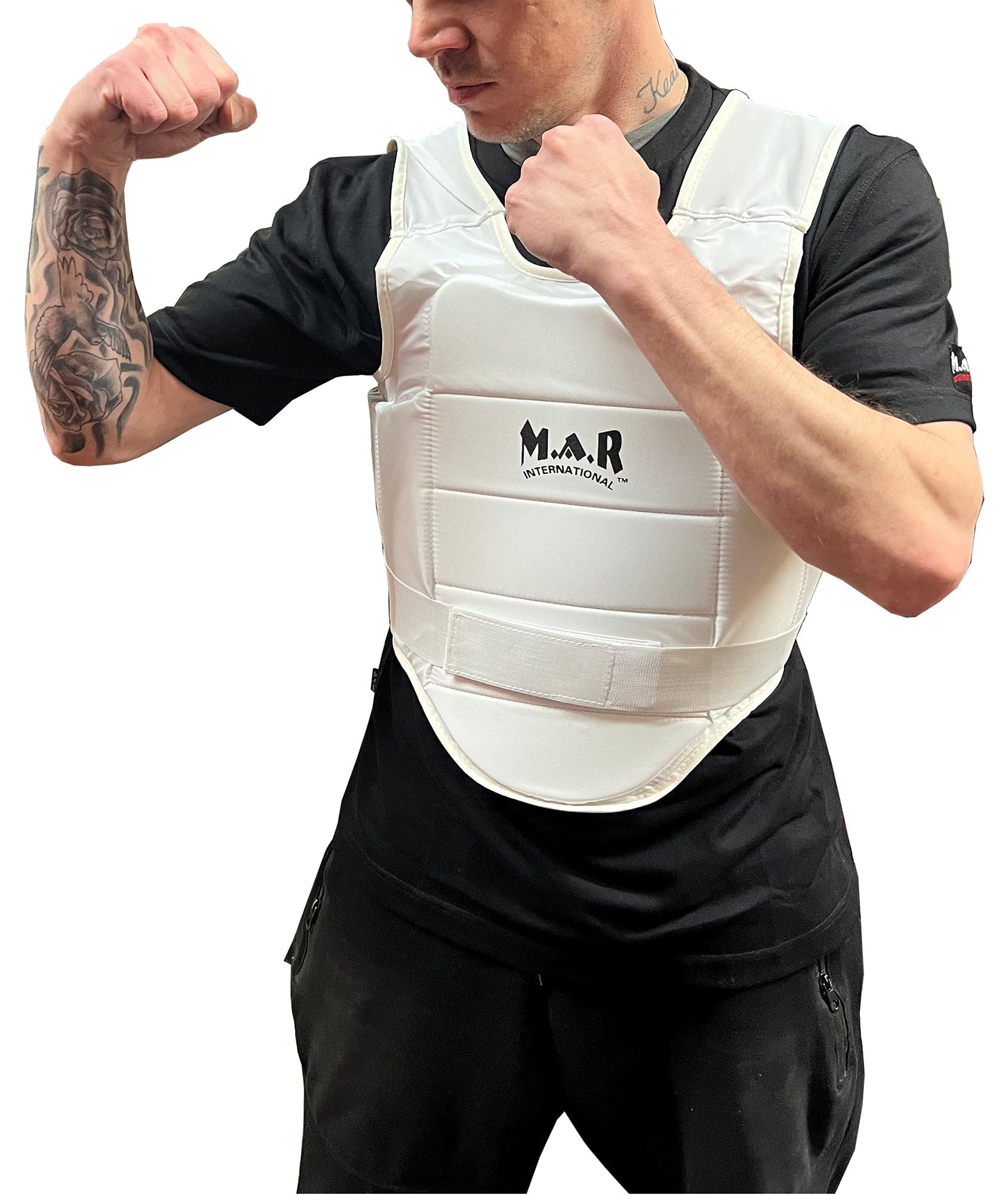 MAR | WKF-Styled Karate Chest Guard Body Protector Taekwondo Upper Body Belly Armour Adult Kids Men Ribs MMA Training Gear Martial Arts Sports Protection (S)