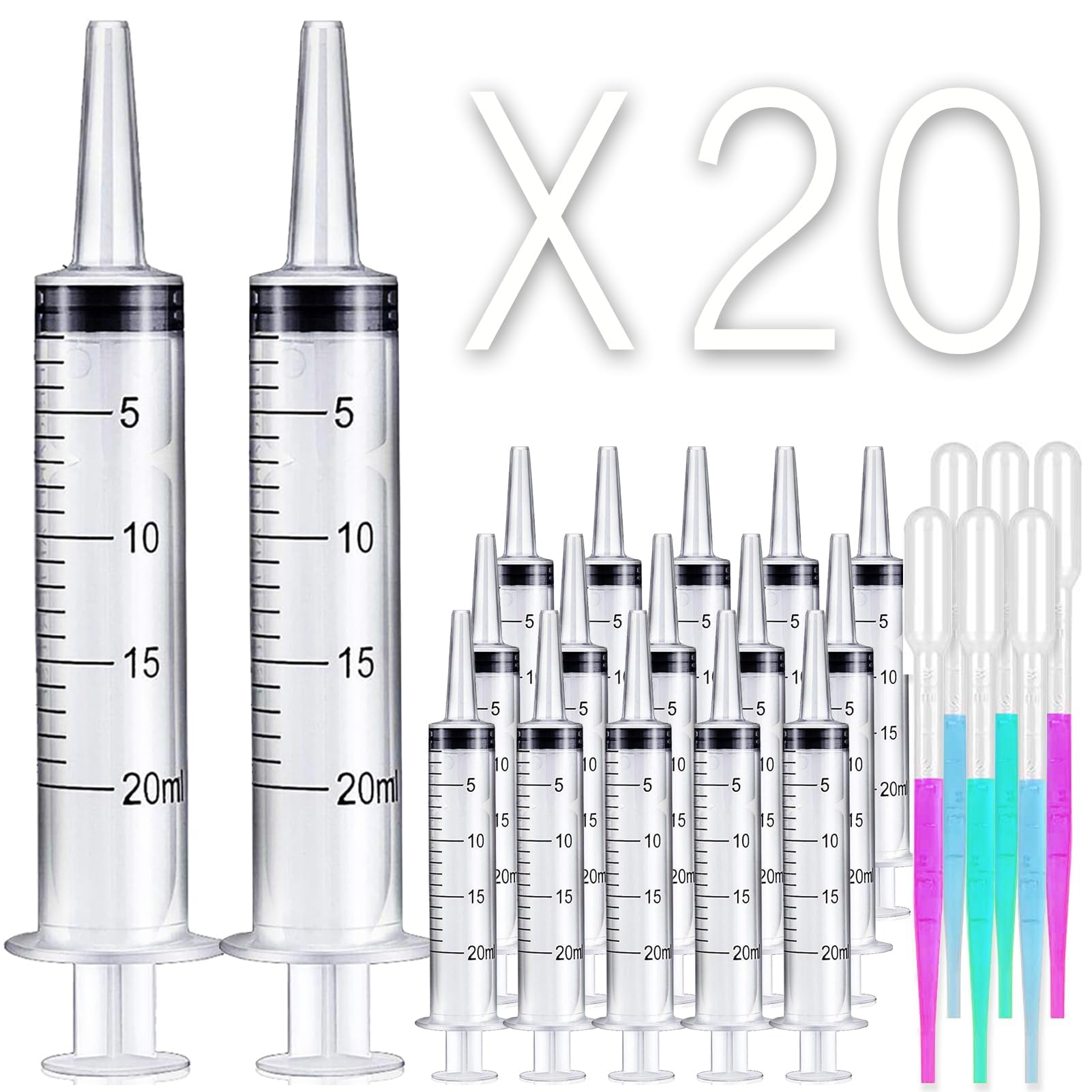 20 Pack 20ml Syringe Without Needle Syringes For Lip Gloss