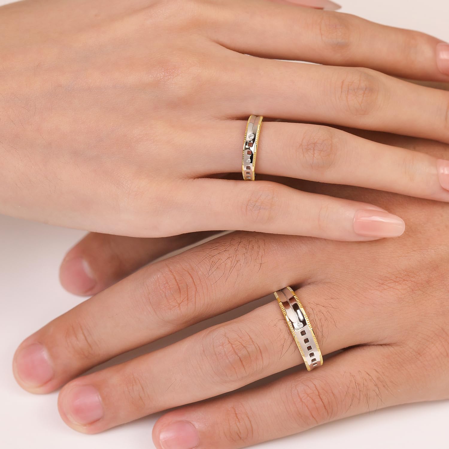 Meissa Fedi Nuziali Abbinati per Coppie 2 Pezzi, Anelli Coppia Placcati Oro Regolabili, Anelli Promessa Bridali, Anelli di Fidanzamento per Anniversario e San Valentino