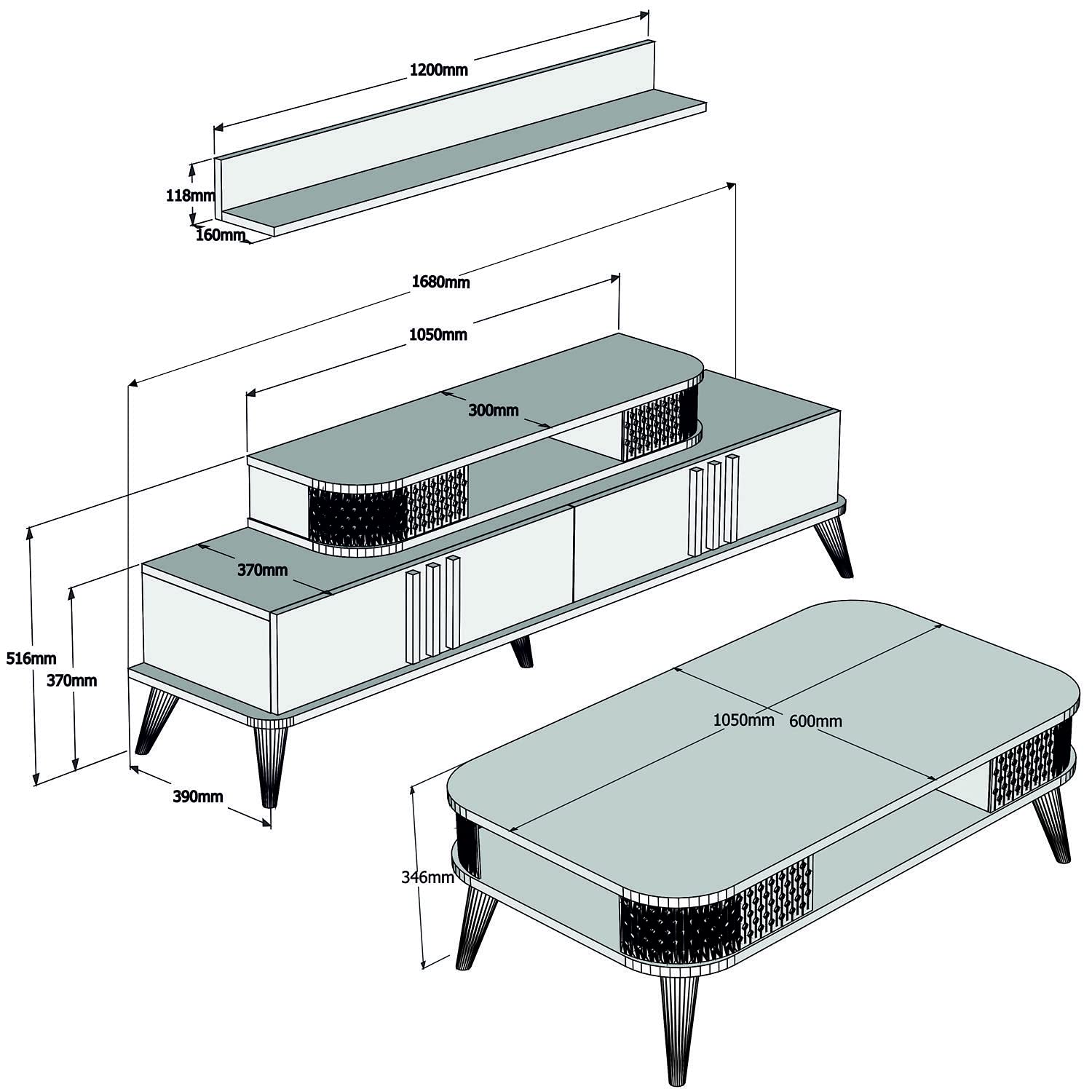 Skyedecom Oak 845HCT5222 - Conjunto de muebles de salón de roble