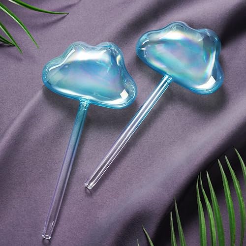 Miniatura 5 de NiHome Bombilla de vidrio iridiscente con forma de nube soplada a mano, 4.4 fl oz, 2 unidades para el hogar, oficina, jardín, elegantes bebederos