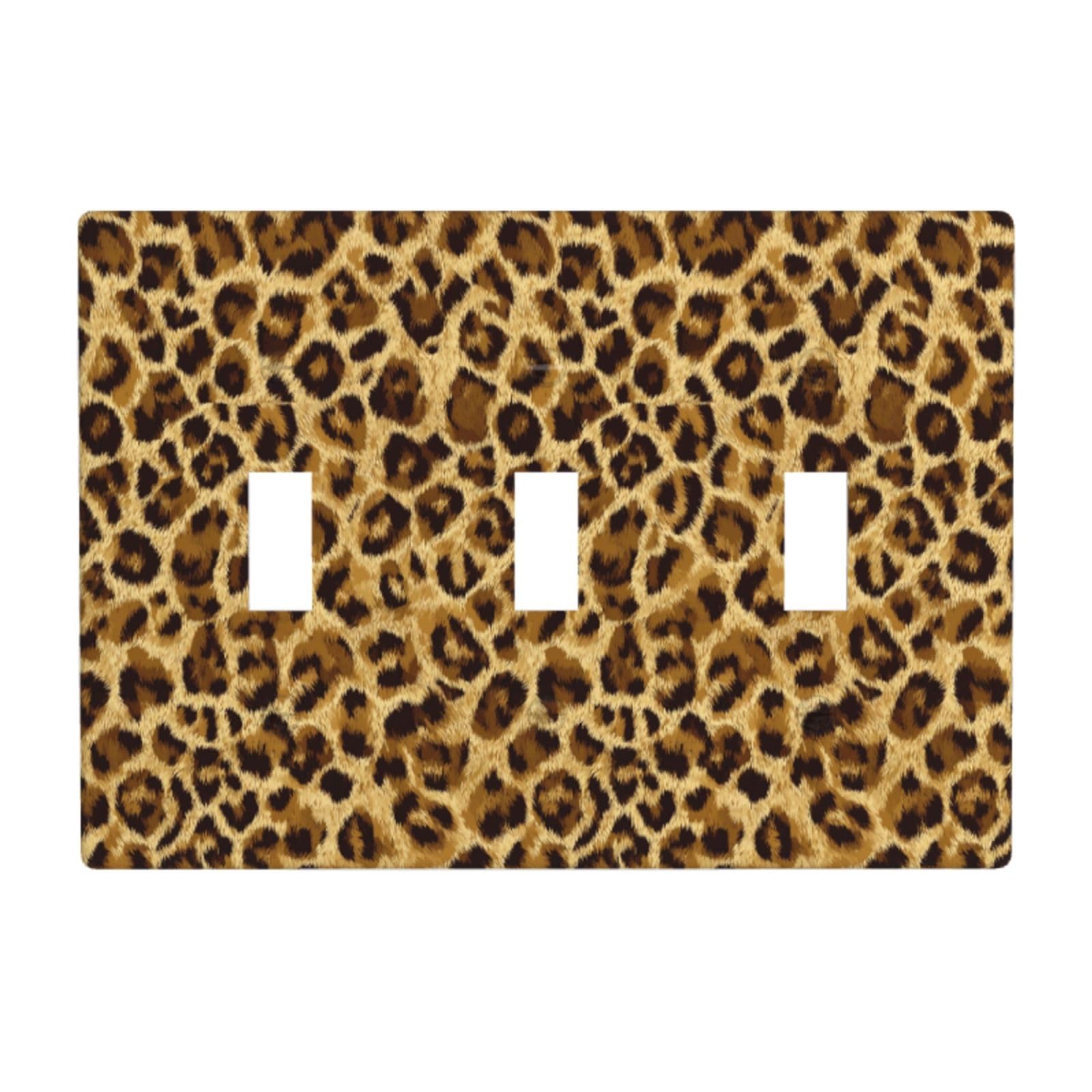 Woshuwo White Leopard Print Pattern Natural Intricate Spots Light Switch Covers 3 Gang Triple Toggle Wall Plate Switchplate Electrical Faceplate For Bathroom Kitchen Bedroom Decor