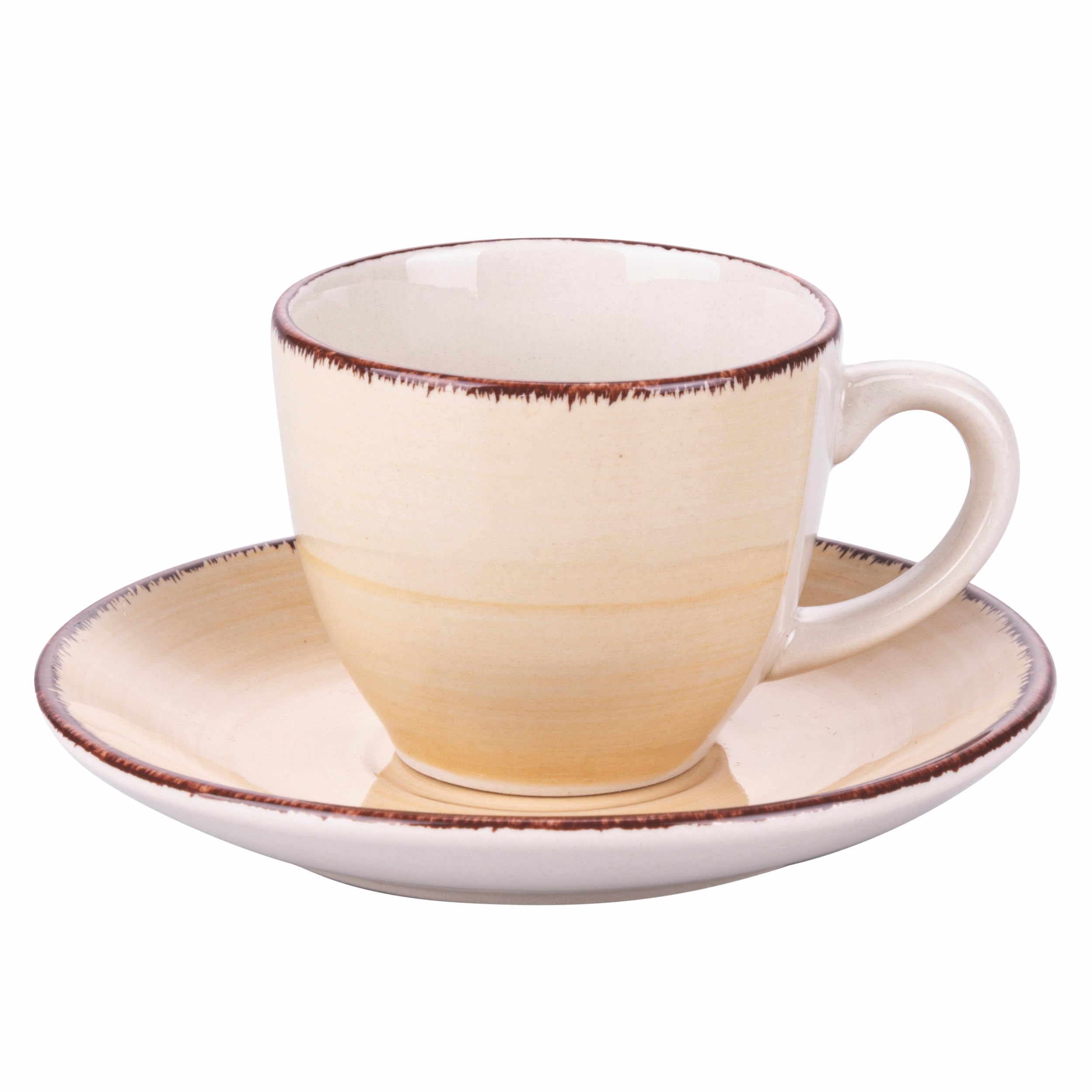 Villa d'Este Home Tivoli Set 6 tazzine caffè 90 ml con piattino in gres dipinto a mano, Baita Chocolate