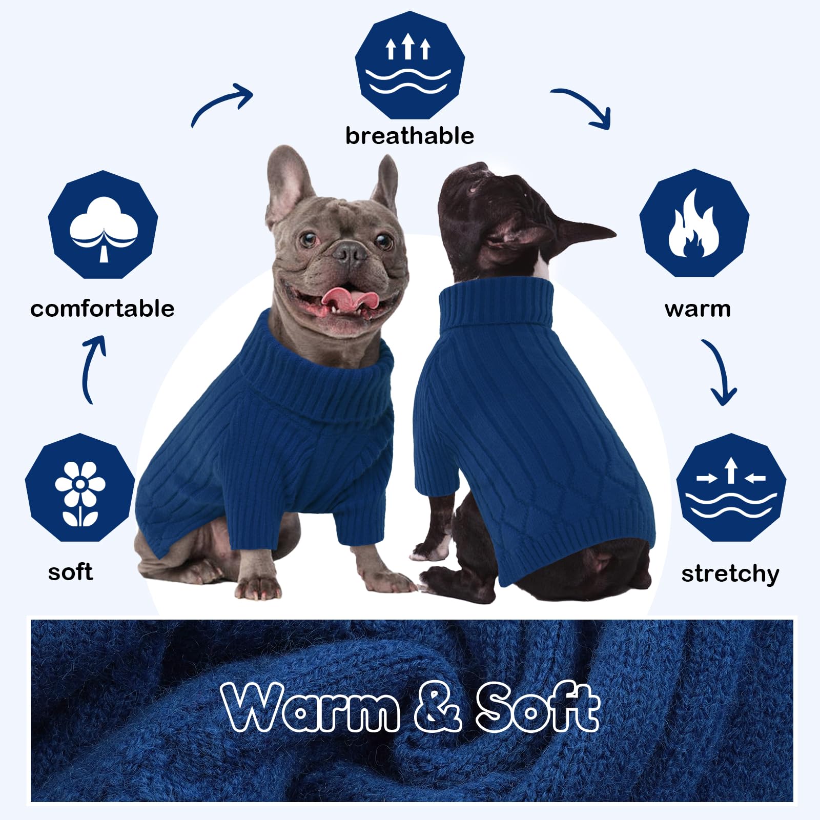 OUOBOB Large Dog Sweatshirt, Turtleneck Thick Warm Doggie Christmas Jumper - Image 4