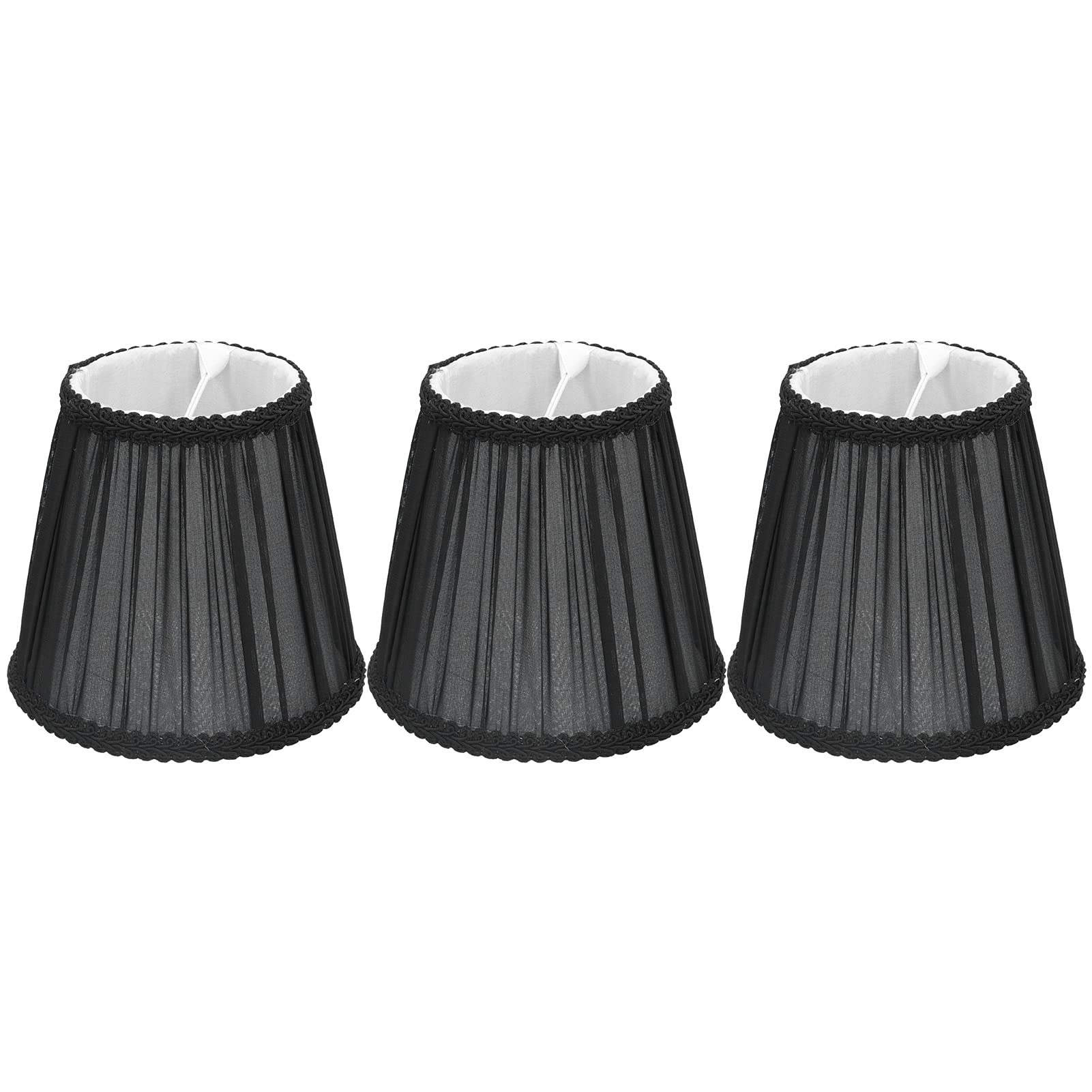 Small Lamp Shade Set of 3, 3.9"x5.3"x4.9" Fabric Sconce Lampshades Cloth Pleated Clip On Chandelier Shades for E14 Bulbs, Table Lamps, Floor Lamps (Black) โ image 1