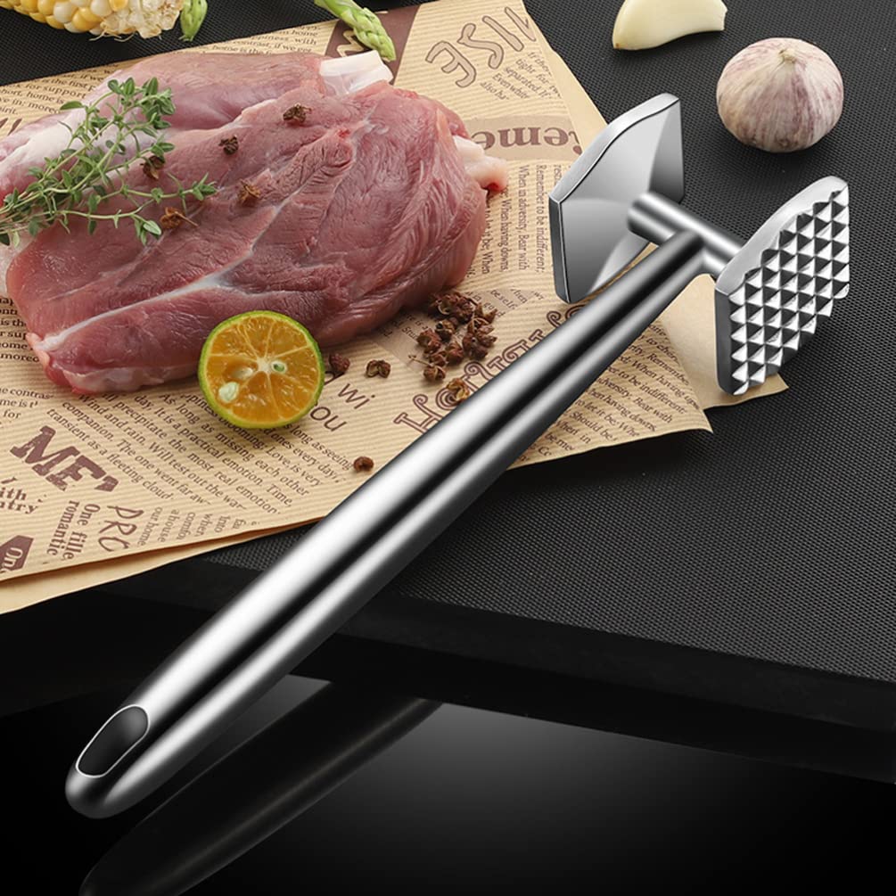 Garneck Martello per Carne in Acciaio Inox Batticarne Manico Ergonomico Utensile per Ammorbidire Bistecche Pollo Pesce e Frutta Secca