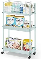 Vista 15 de KINGRACK Carrito de almacenamiento delgado, carrito de metal de 4 niveles con ruedas, organizador de baño, carrito rodante delgado, estantería móvil