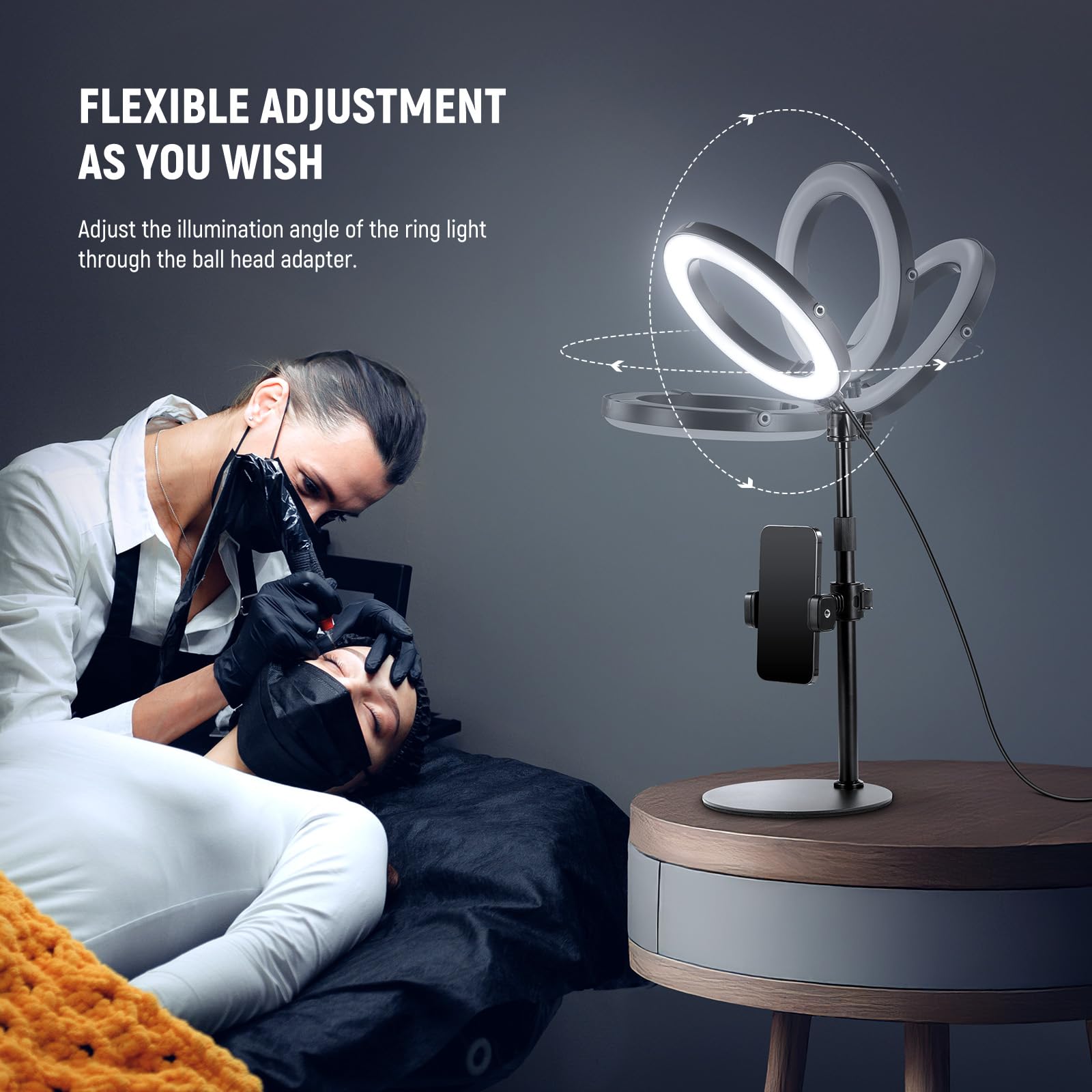 NEEWER 12 "24 W ad alta potenza scrivania anello luce con supporto/supporto telefono, LED Selfie Video conferenza illuminazione per iPhone Streaming Trucco Vlog Registrazione Computer Portatile Webcam