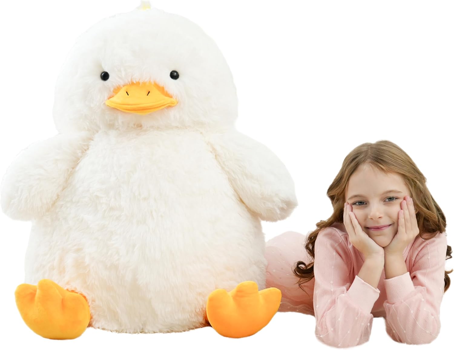 Large Stuffed Duck Plushies, Giant Duck Stuffed Animals, Big Jumbo Huge Plushie Toy, Cute Fluffy Plush Gifts for Kids on Birthday Christmas(28", White)