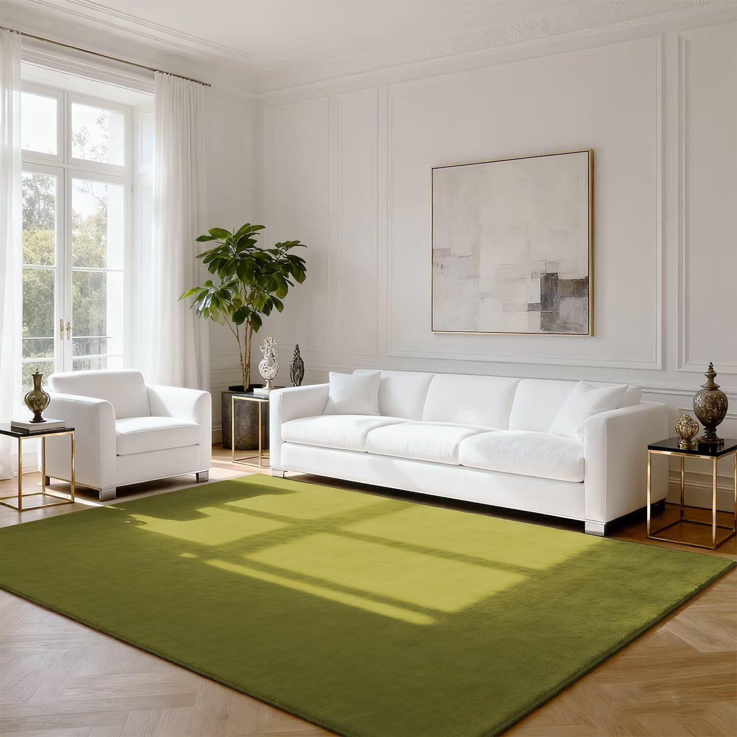 Tapis antidérapant et lavable en machine vert gazon pour un confort durable 120x200