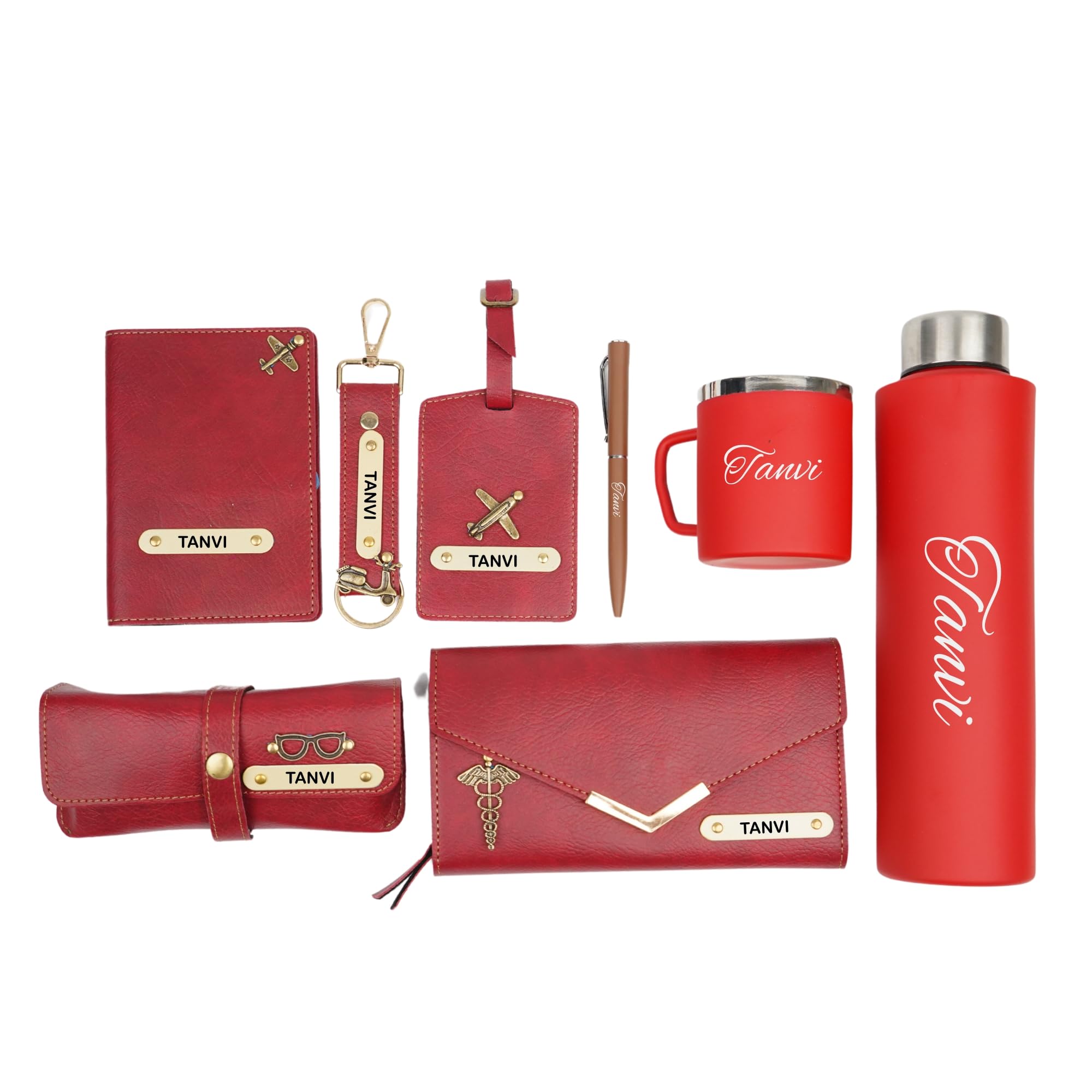 Customised Leather Wallet Gift Set for Women – Personalised Name Engraved Combo Ideal for Birthday, Anniversary, Travel & Office Use | Customized Gift Hamper for Ladies (Wine)-image-13