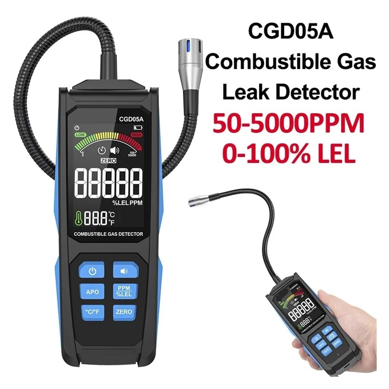 Detektor gazów palnych Kolorowy ekran Ładowanie typu C Tester łatwopalnego gazu ziemnego Dźwięk Wibracyjny Alarm Analizator alkoholu LPG Odczyt w czasie rzeczywistym