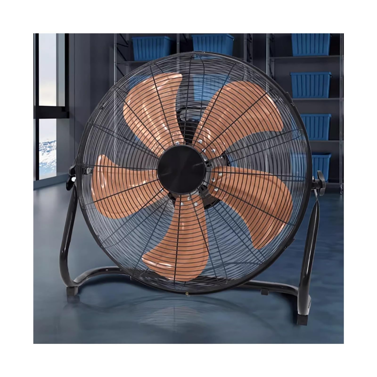 Robuster Trommelbodenventilator, 4 Geschwindigkeiten, verstellbare Neigung, leistungsstarke Kühlung für Zuhause, Garage, Werkstatt, kleine Raumbelüftung und Luftzirkulation