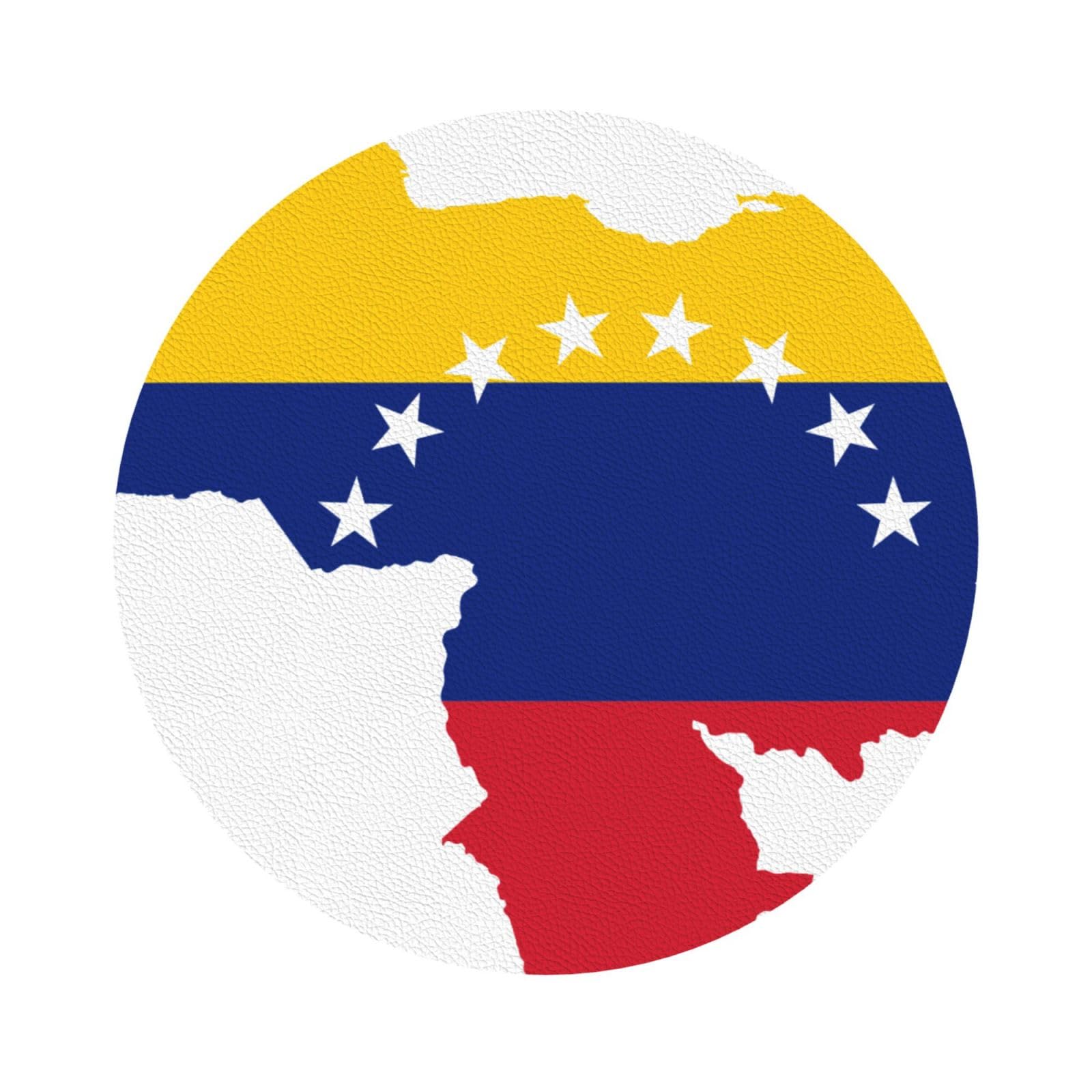venezuela flag PU Leather Coasters Set of 6 Round Drink Coasters